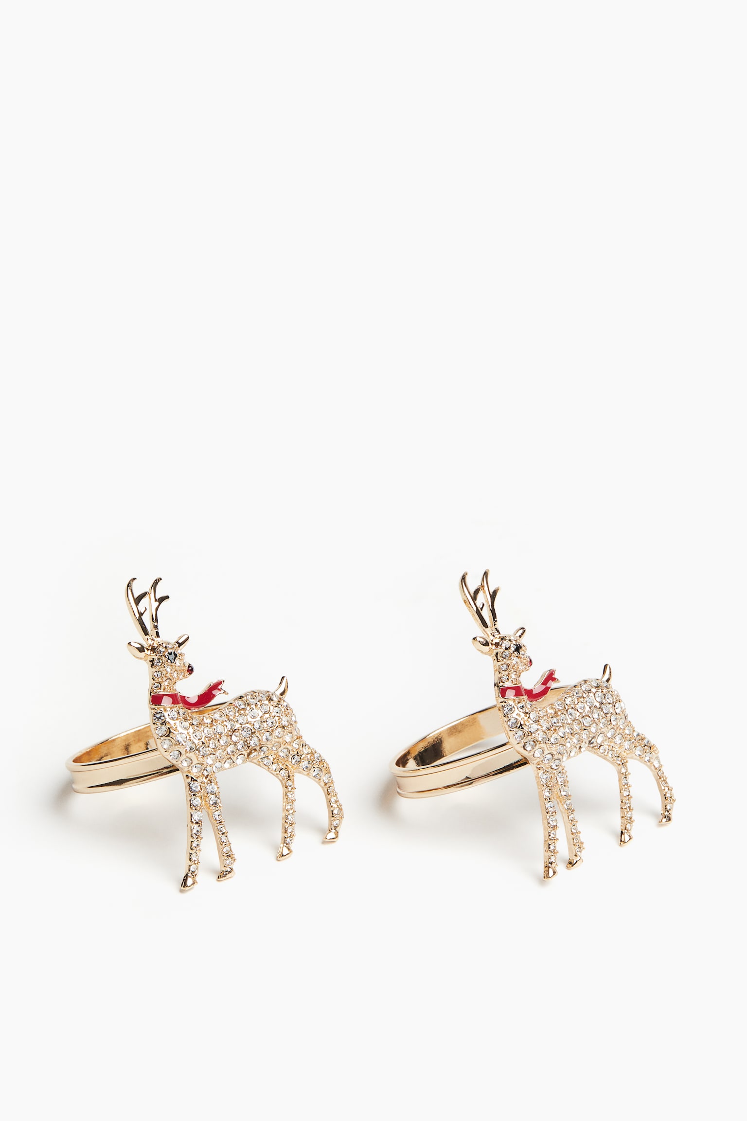 2-pack metal napkin rings - Gold-coloured/Deer/Red/Gift - 1