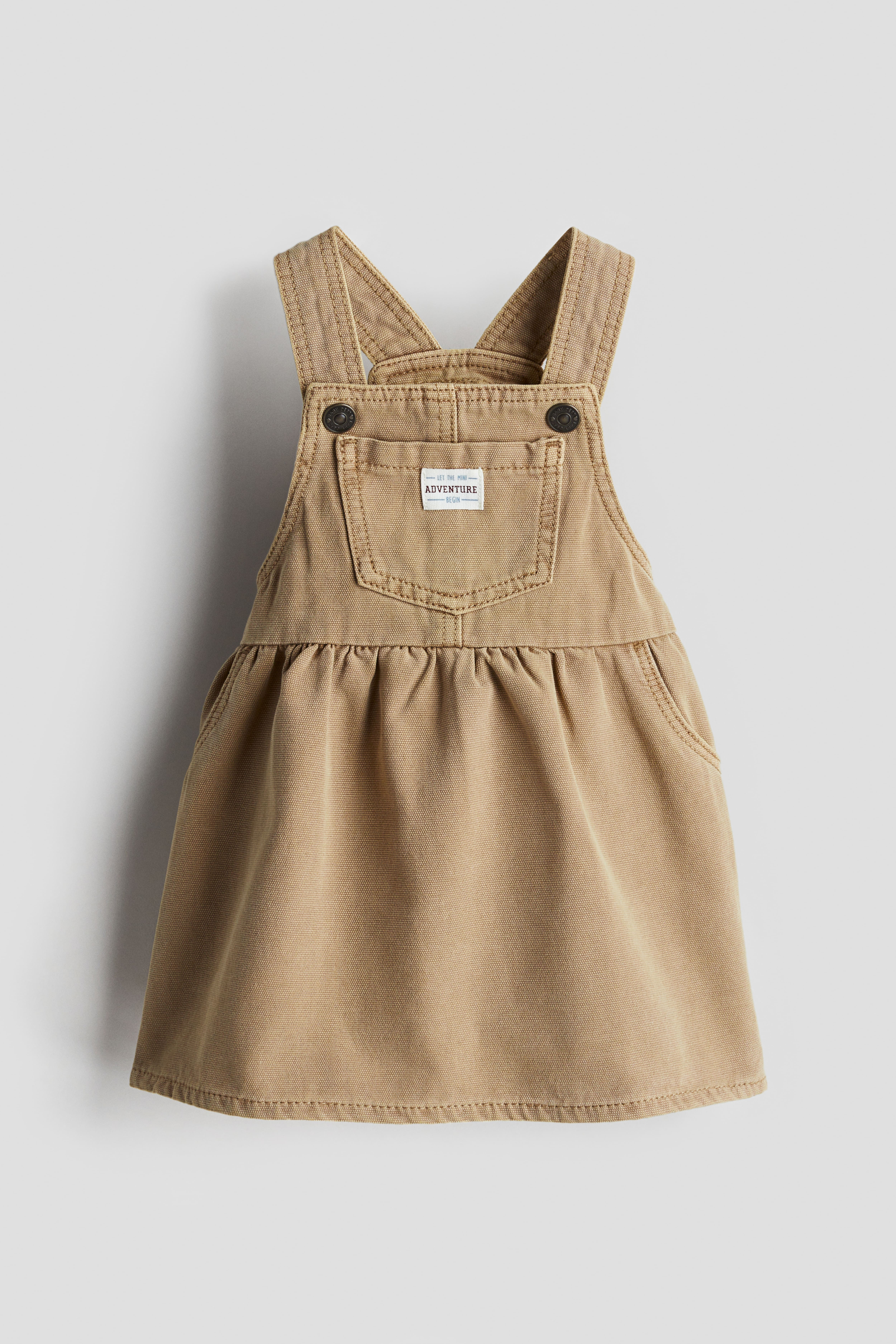 Cotton Overall Dress Beige Kids H M US