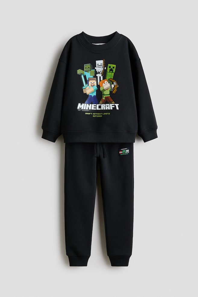 2-piece printed sweatshirt set - Black/Minecraft/Beige/Marvel Comics/Grey/Marvel Comics/Dark dusty blue/Cars/Grey/Batman/Bright blue/Sonic the Hedgehog - 1