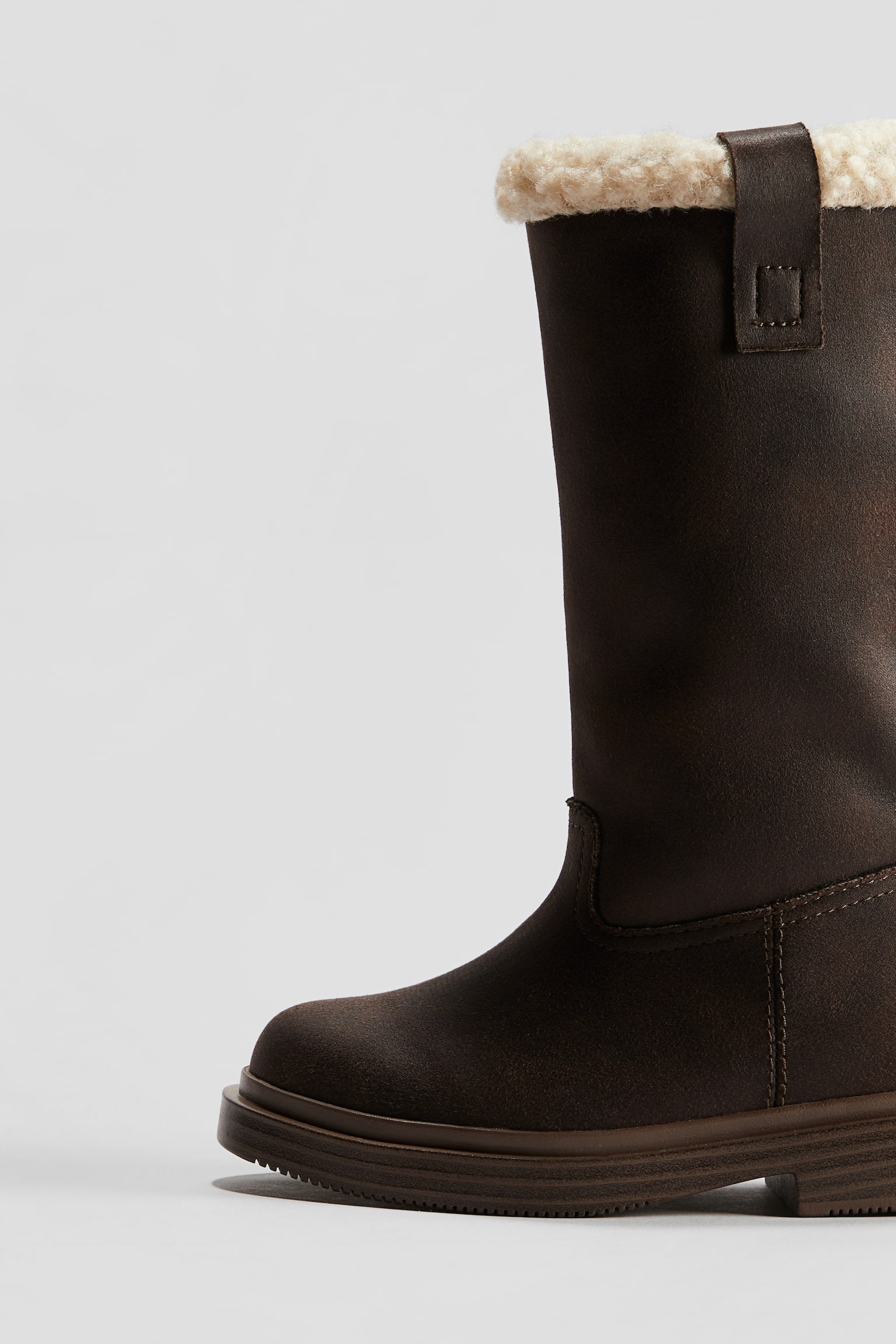 Warm-lined calf-high boots - Dark brown - 2