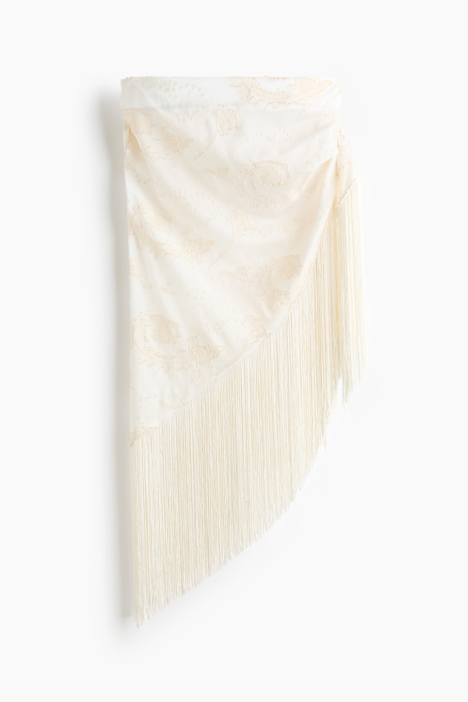 Mascada triangular con flecos - Crema - 1
