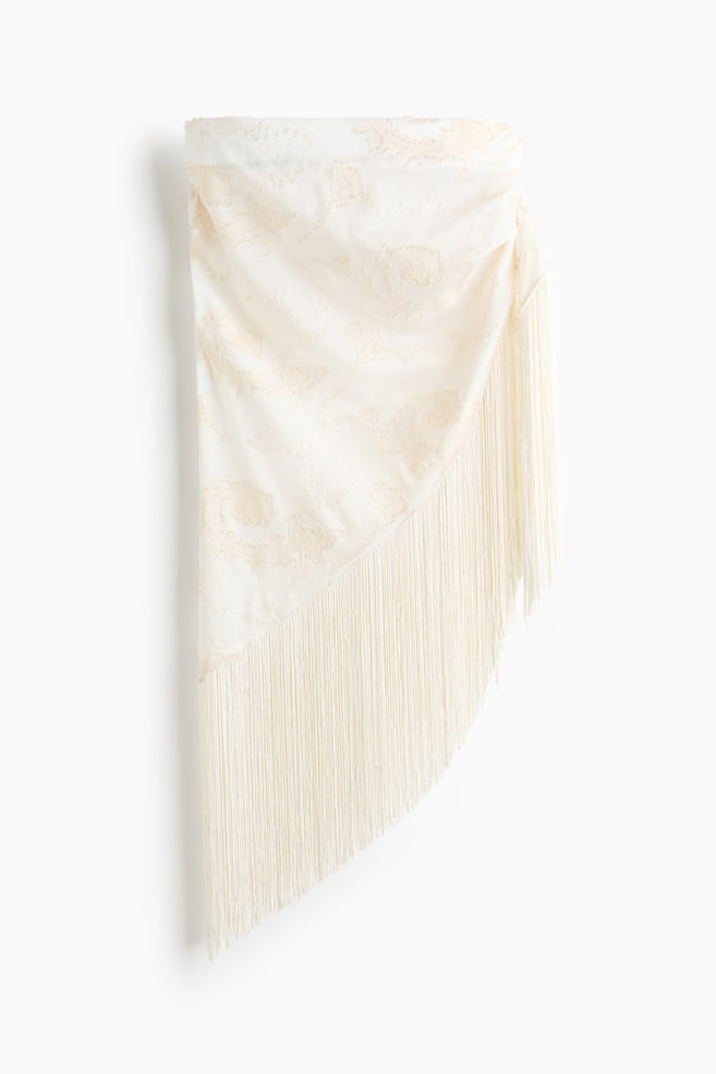 Pañuelo triangular con flecos - Crema - 1