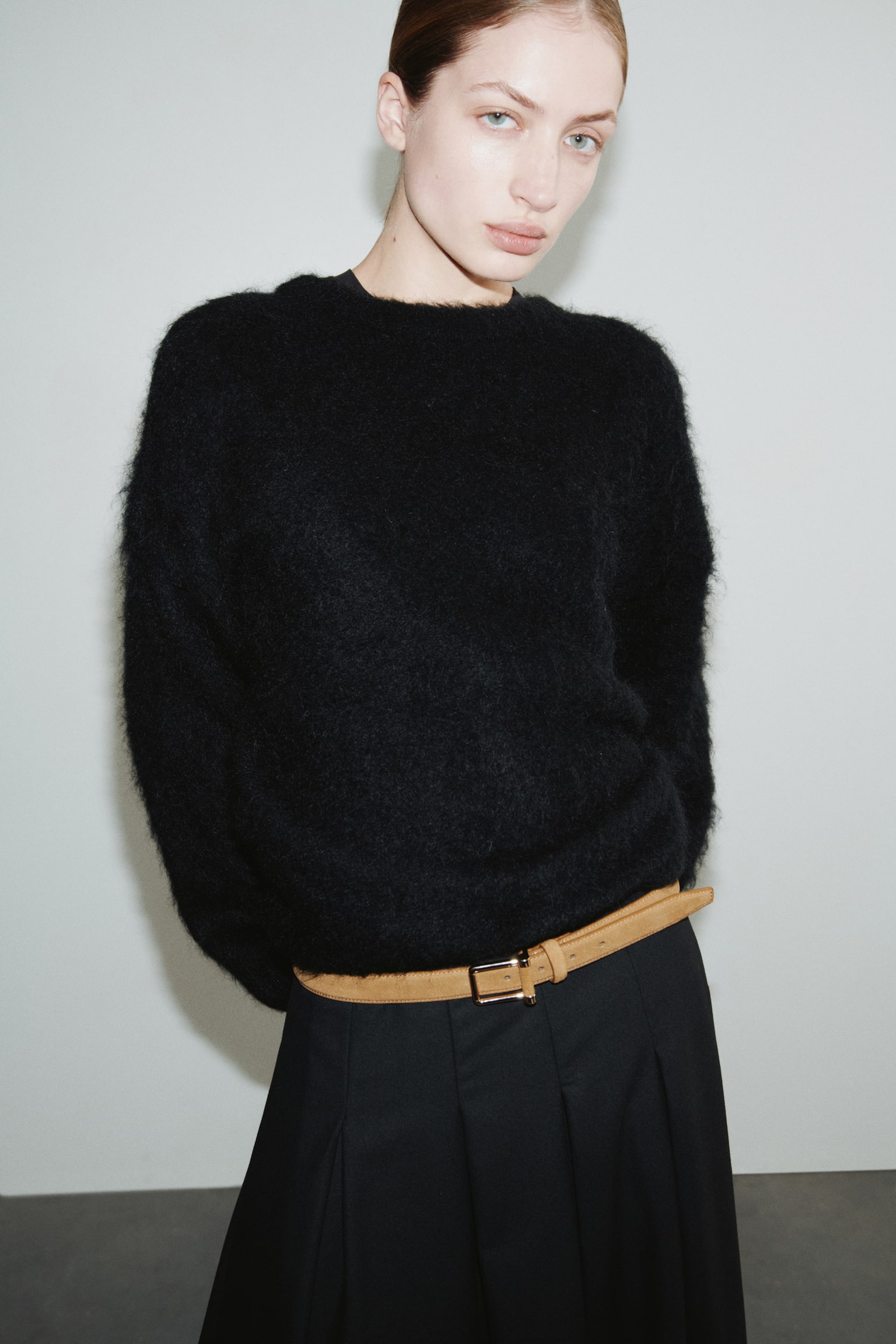 Leather belt - Beige/Dark khaki green/Brown - 3