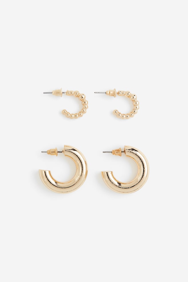 2 pairs hoop earrings - Gold-coloured/Gold-coloured - 1