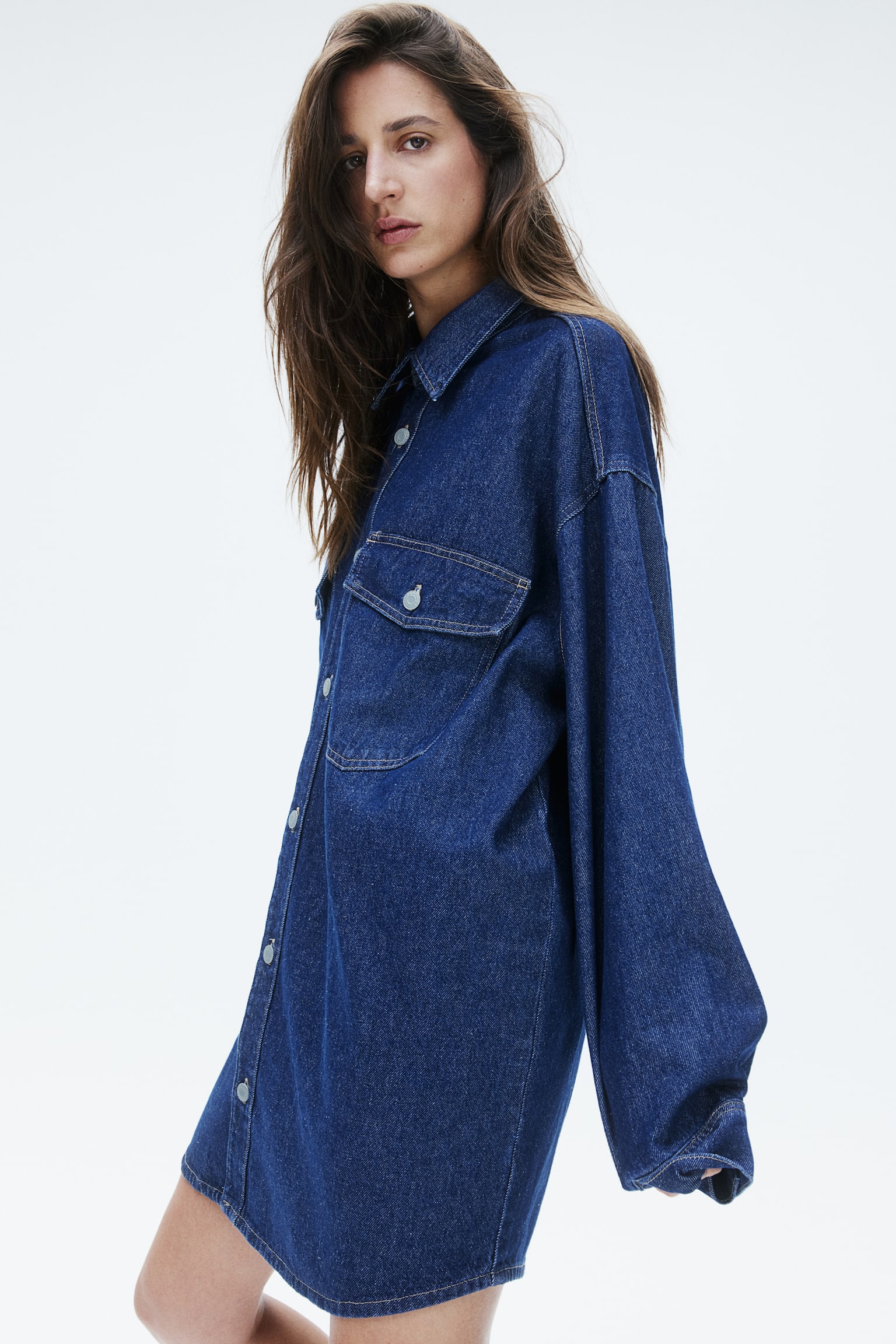 Oversized denim shirt - Dark denim blue/Black/Light denim blue/Denim blue - 3