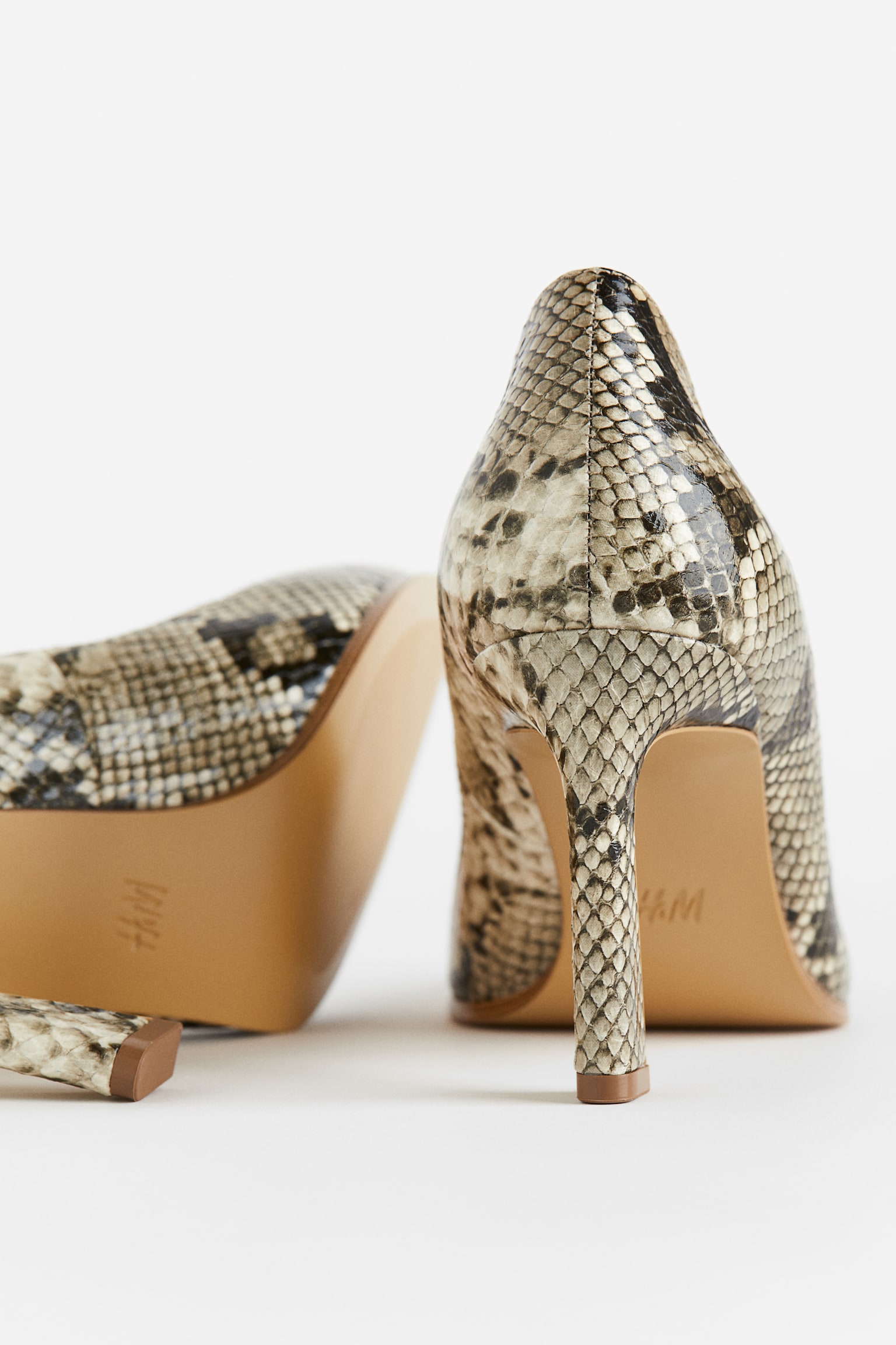 High Heels - Beige/Snakeskin pattern/Black - 3