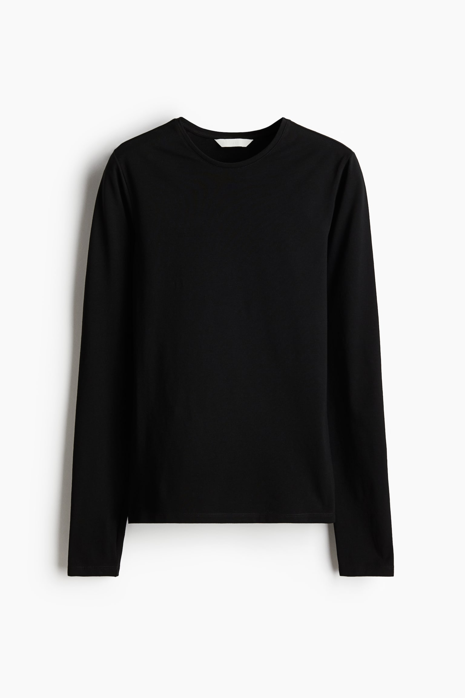 Женский топ H&M Fitted Cotton Top, цвет: Чёрный — фото 1