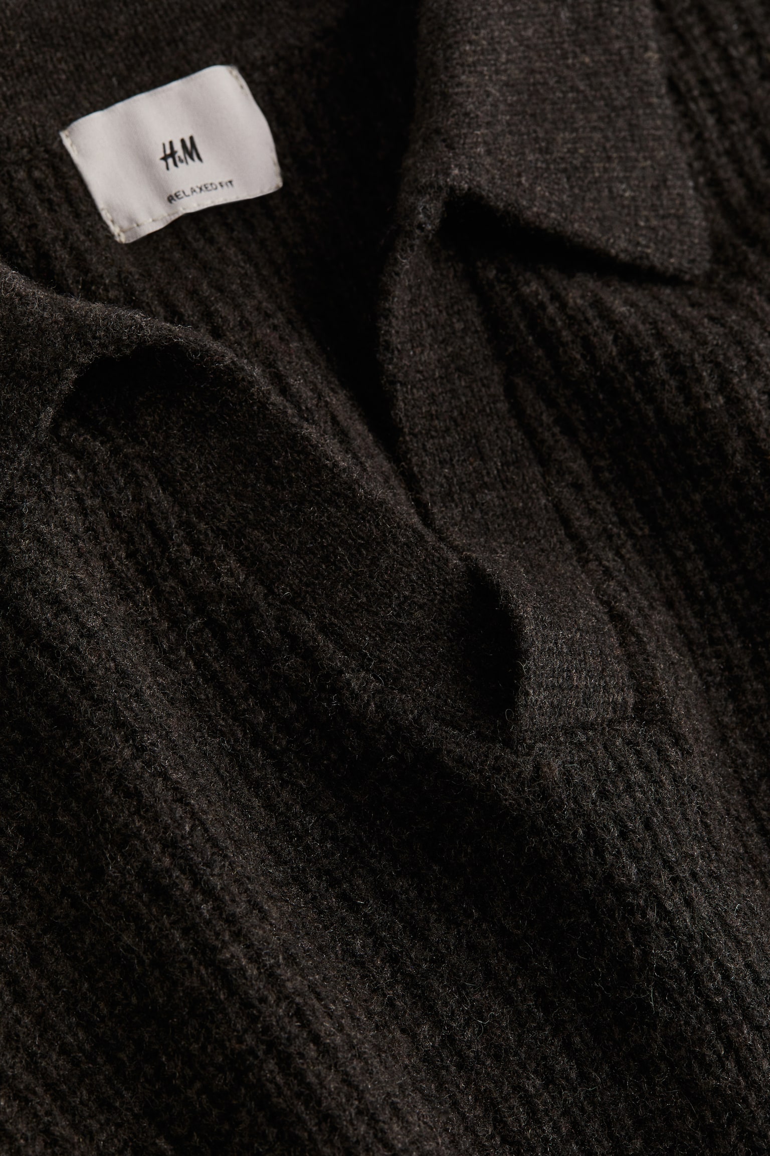 Relaxed Fit Collared wool jumper - Dark brown/Light beige - 2