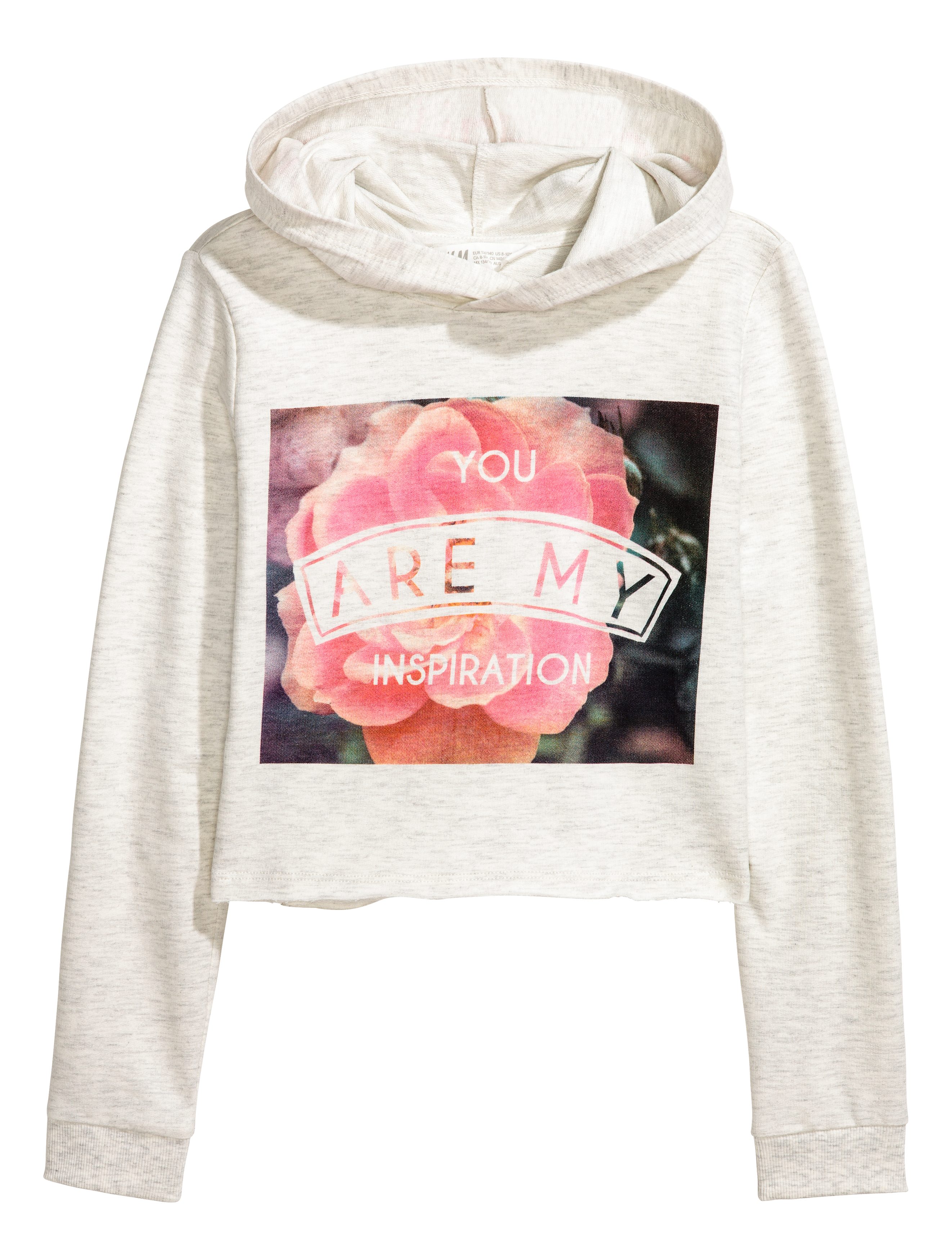 クロップドスウェットパーカ - ライトベージュメランジ - Kids | H&M JP