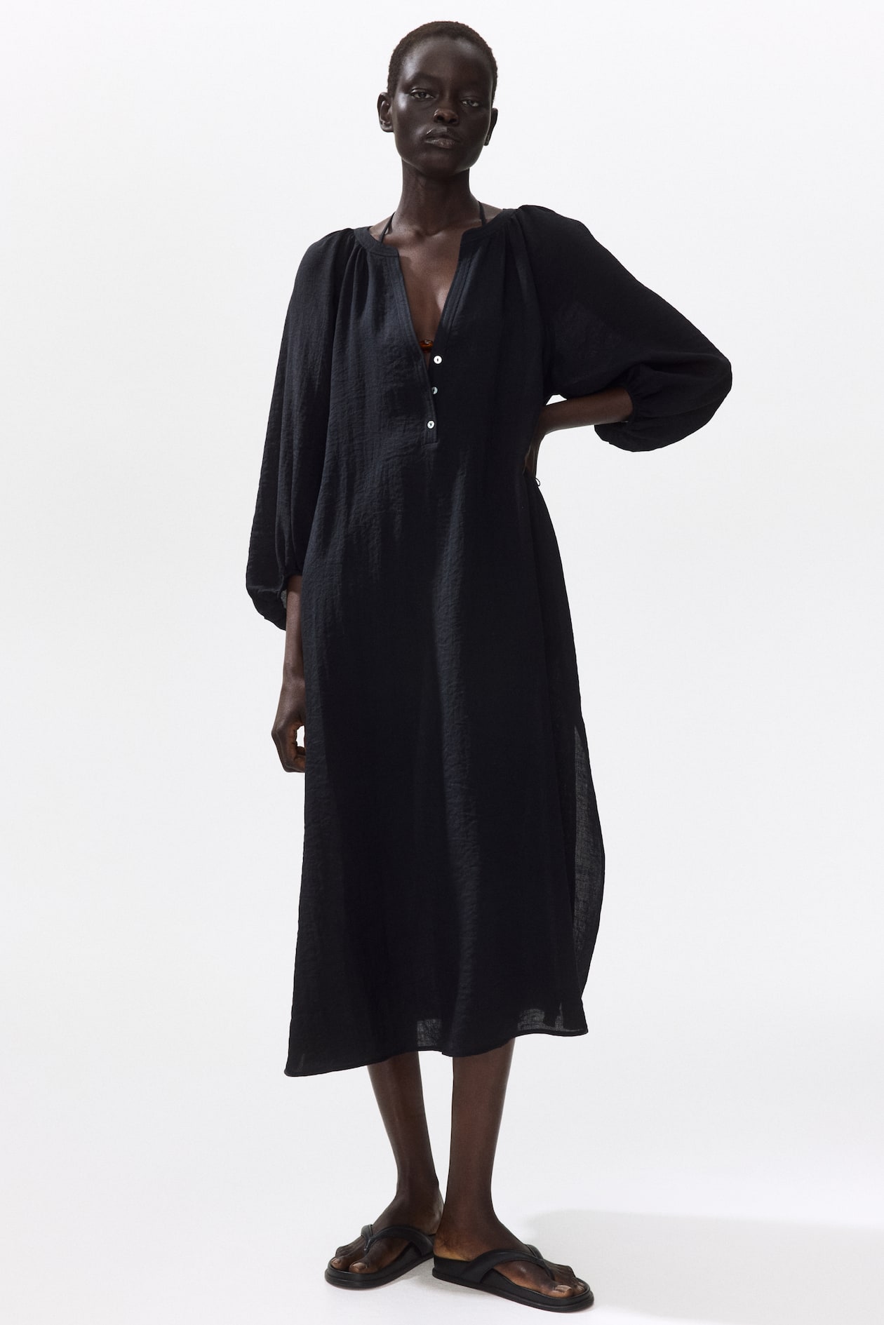 h&m pleated tie belt dress Ladies - Dark Brown Tie-belt dress - Size: S