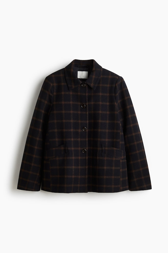 Wool-blend jacket - Navy blue/Checked/Black/Checked - 1