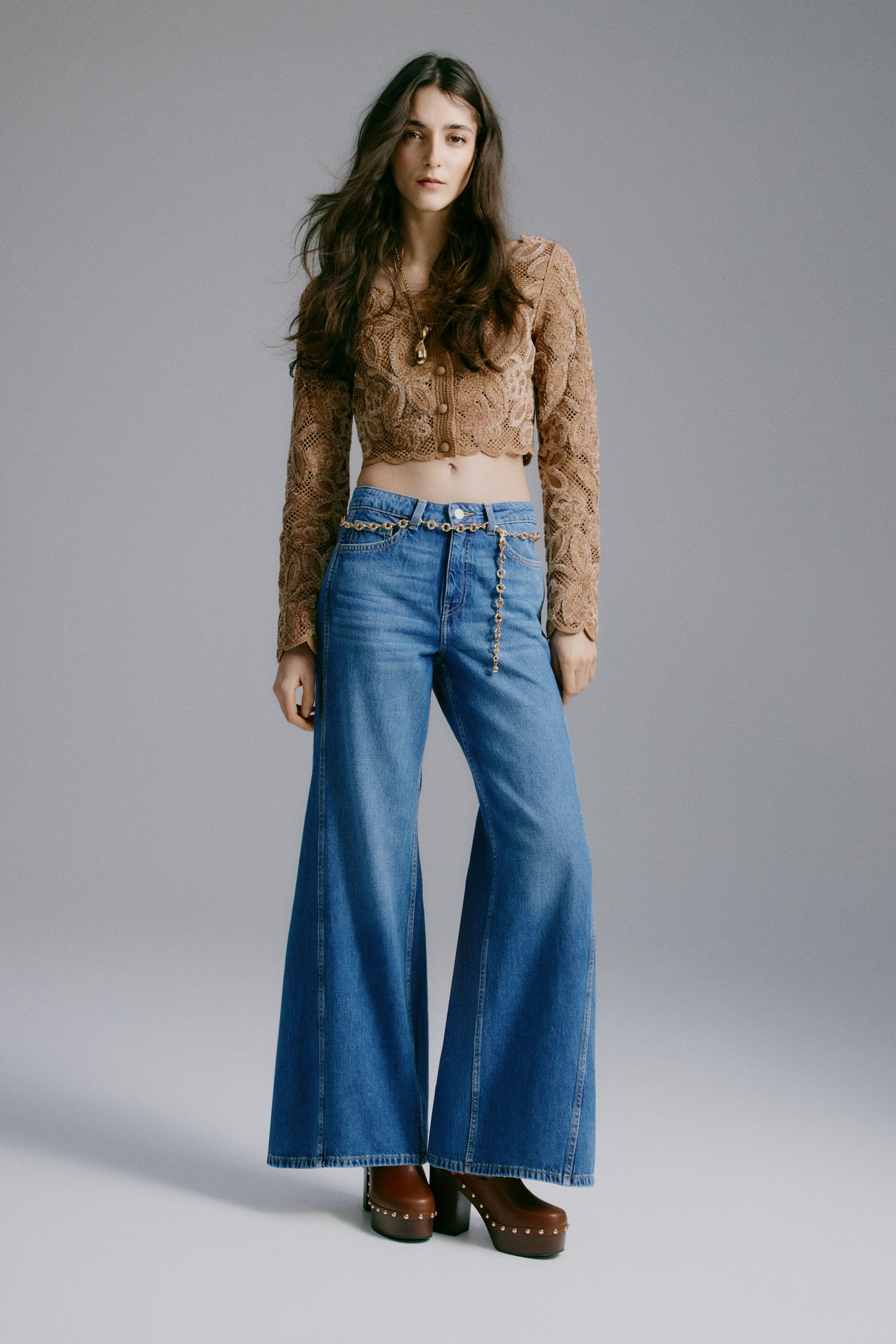 Flared High Waist Jeans - Blu denim - 7