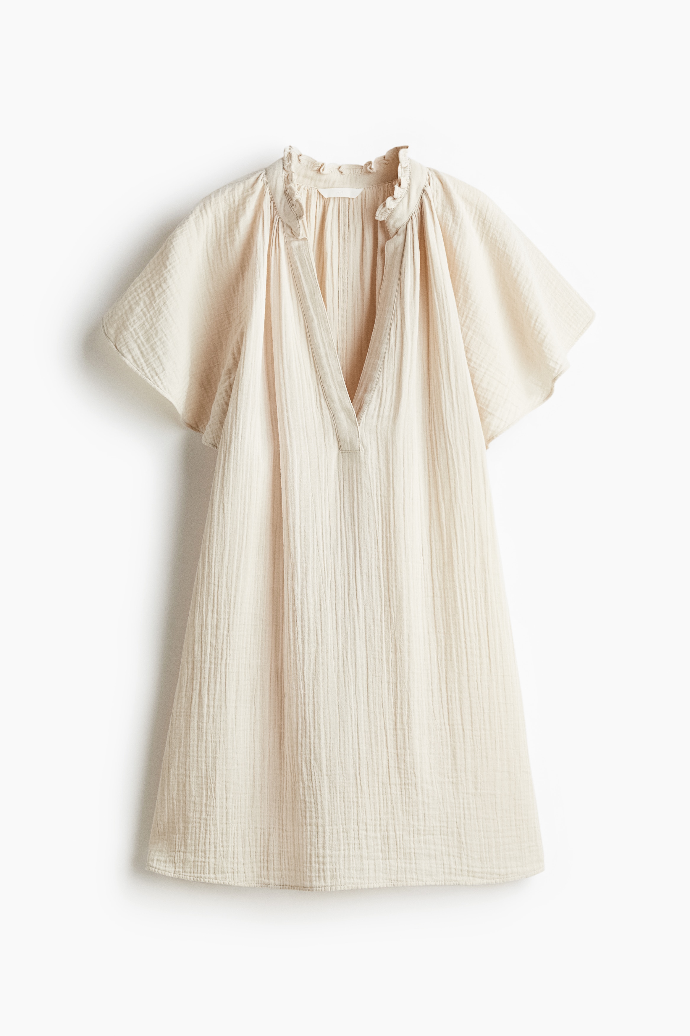 Robe trapèze en mousseline - Beige clair/Noir