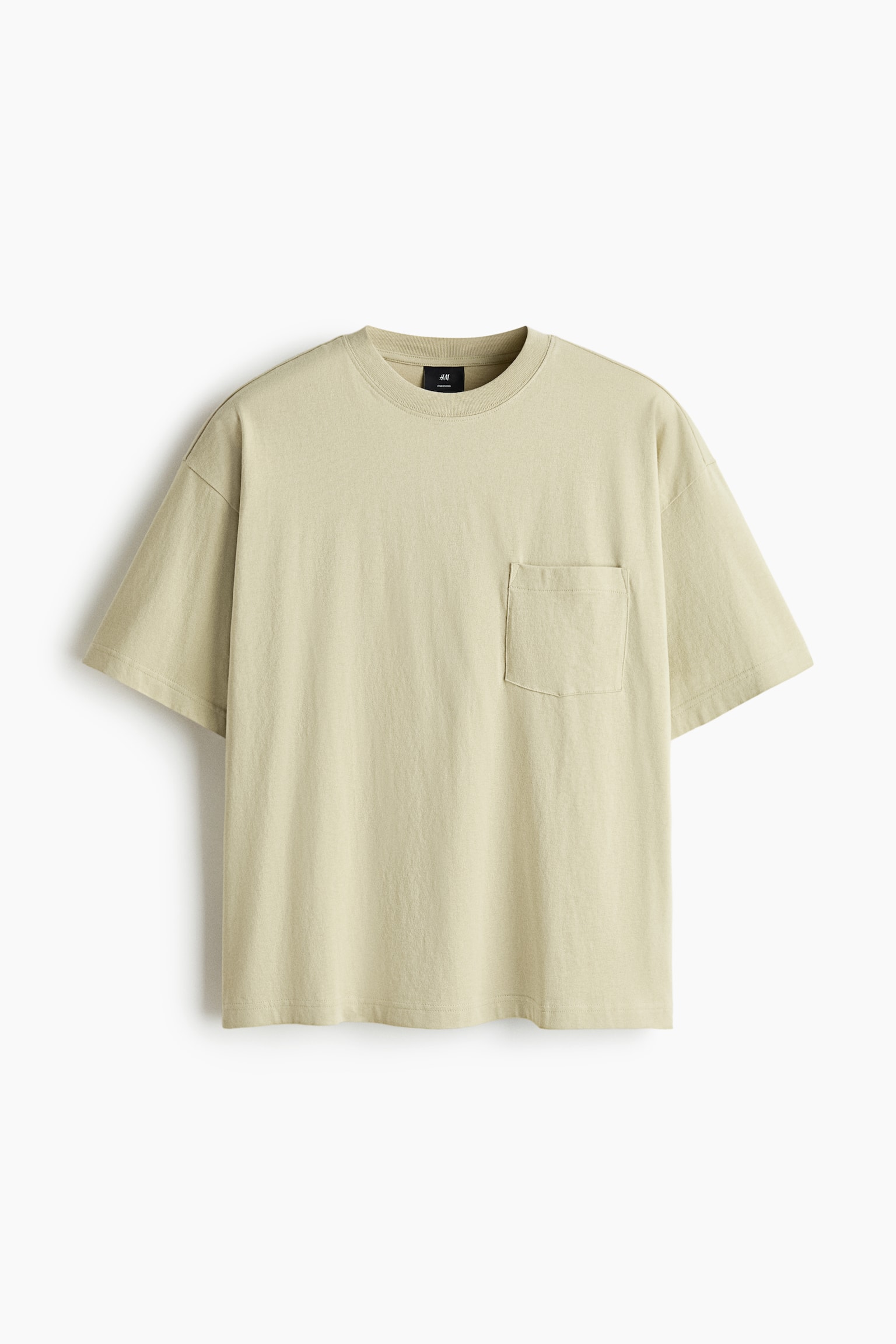 T-shirt em algodão Oversized Fit - Verde cinza claro/Cinzento escuro/Preto/Marfim - 1