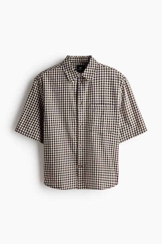 Мужские рубашки H&M Relaxed-Fit Short-Sleeved Cotton Shirt