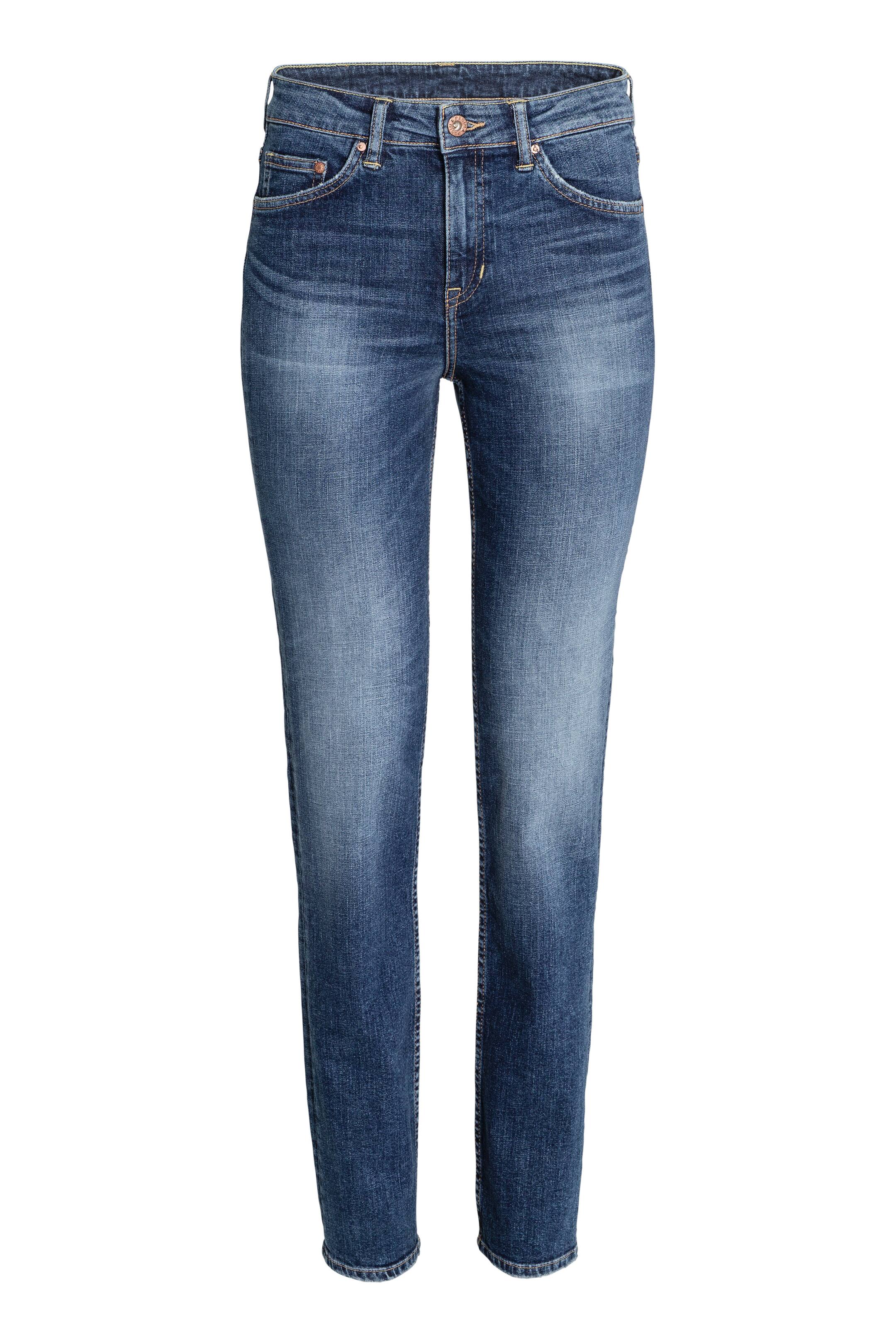 Se større billede: Straight Regular Jeans - Mørk denimblå rugged rinse - DAME | H&M DK 1