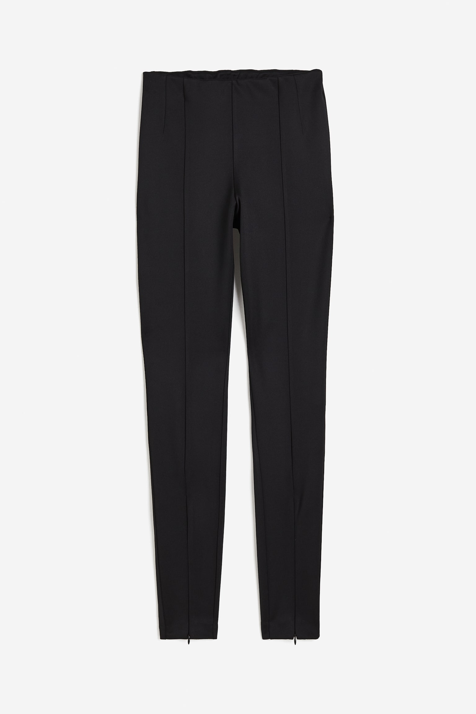 Zip-hem leggings - Black - 1