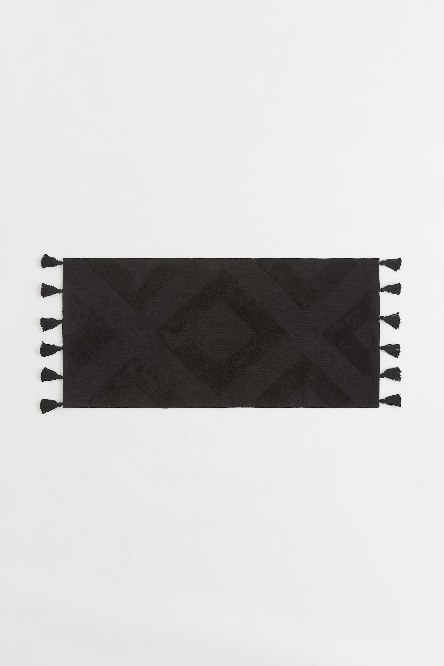 Tasselled bath mat - Black/Light beige/White - 1