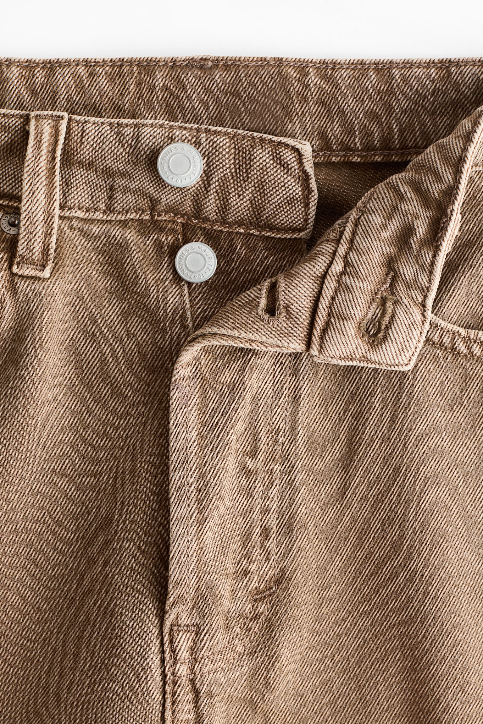 Straight High Waist Ankle Jeans - Beige/Denim blue - 6