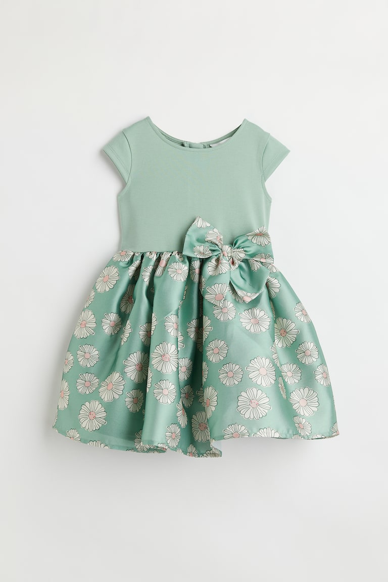 Light green/Floral Flared-skirt dress for kids | H&M