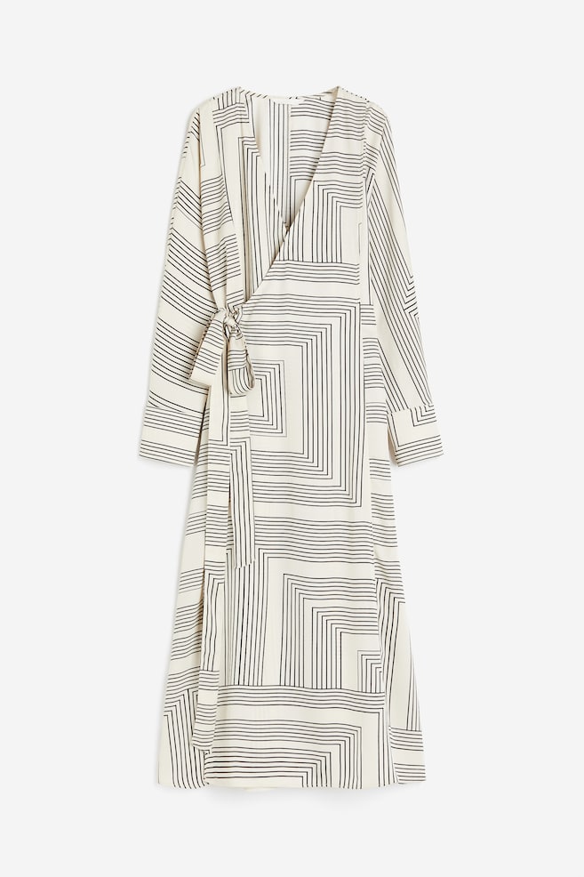 Wrap dress - Cream/Patterned/Black/Beige patterned - 2