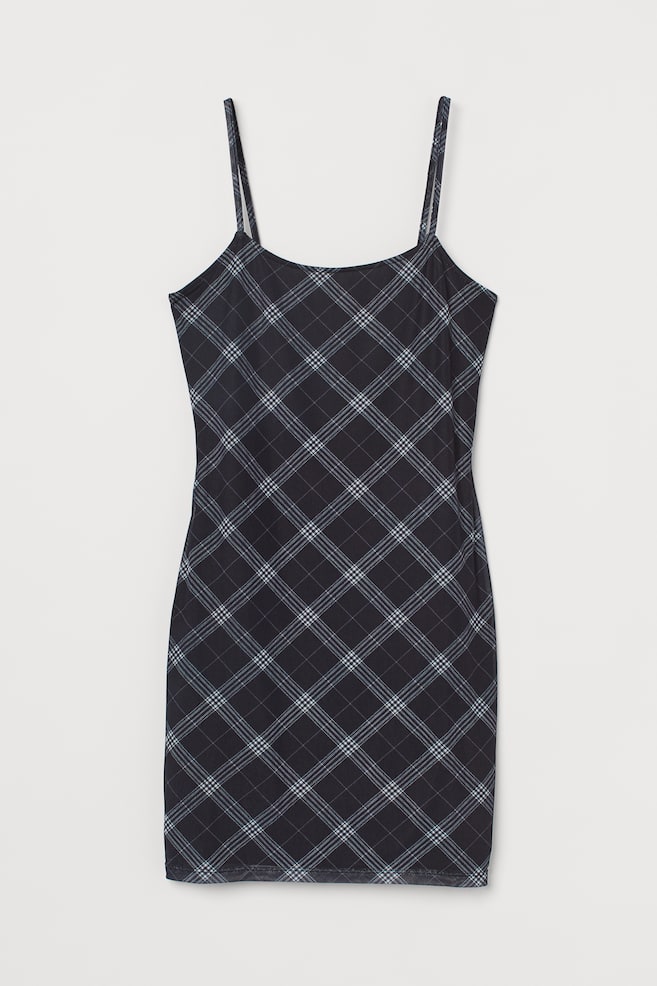 Vestido entallado - Negro/Cuadros - 1