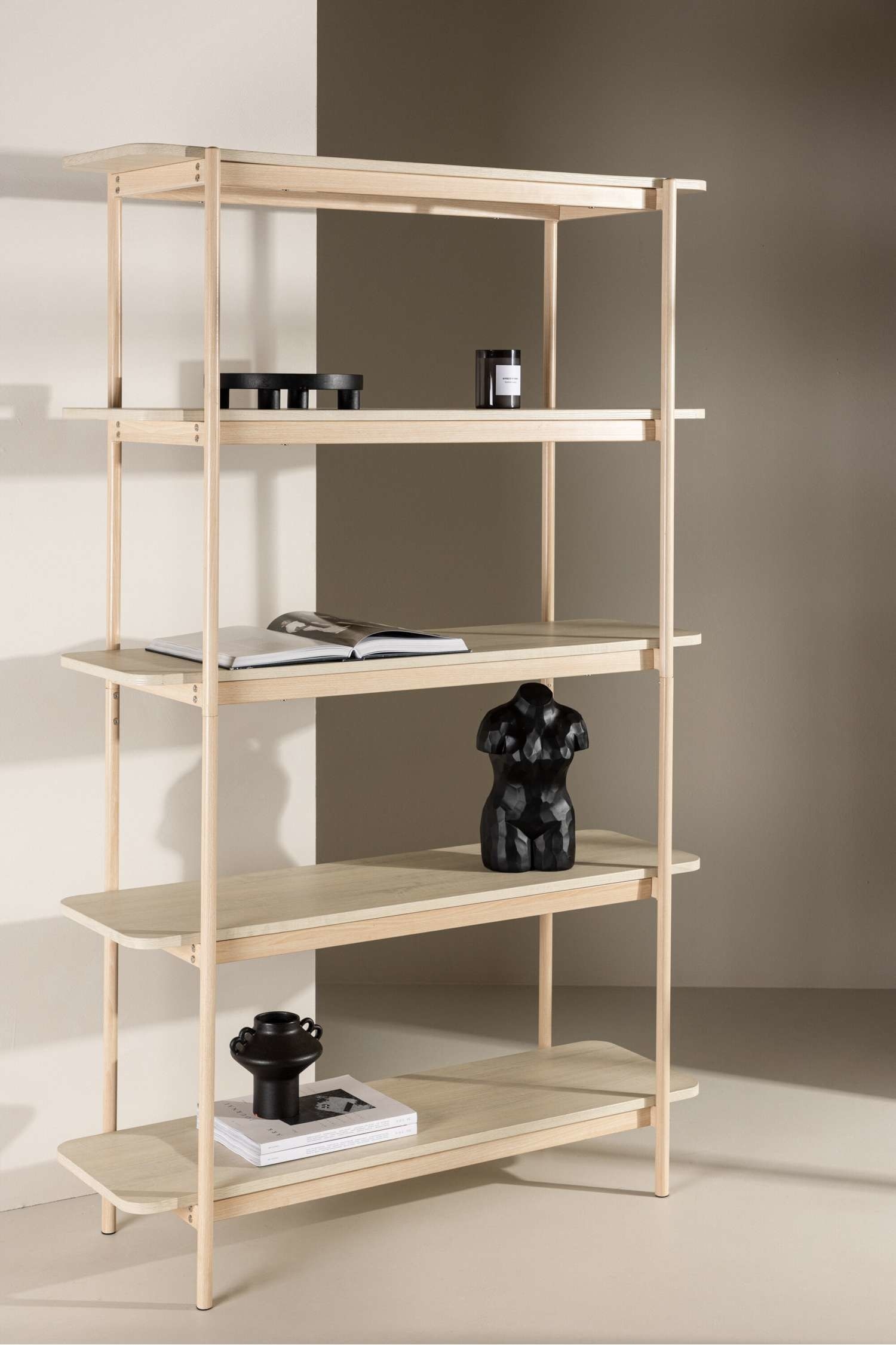 Heim Shelf - Mdf, Whitewash/Mdf, Black