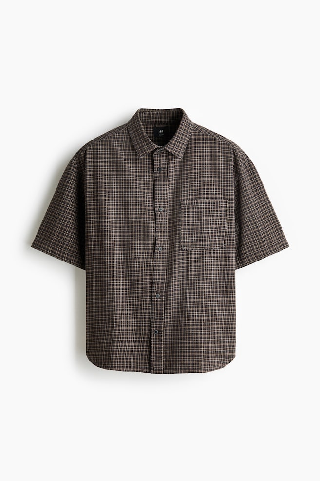 Relaxed-Fit Cotton Flannel Shirt - Dark brown/checked/Light green/checked/Light blue/checked/Beige/checked - 1
