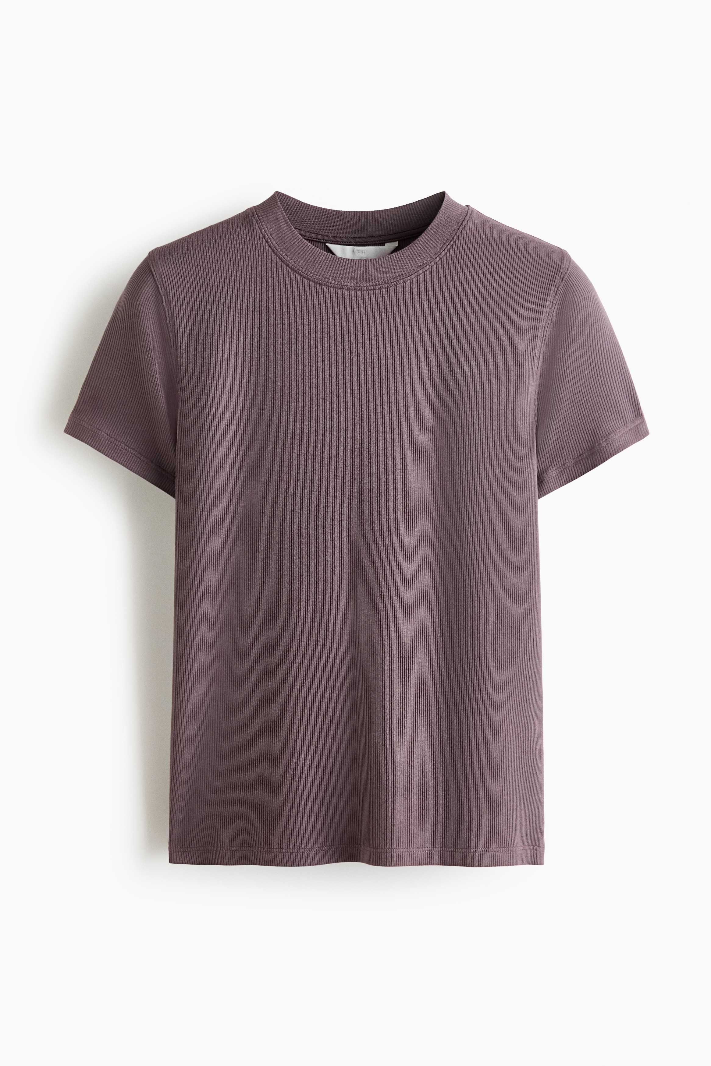 Ribbed viscose T-shirt - Dusty purple/Black/Cream/Dark grey