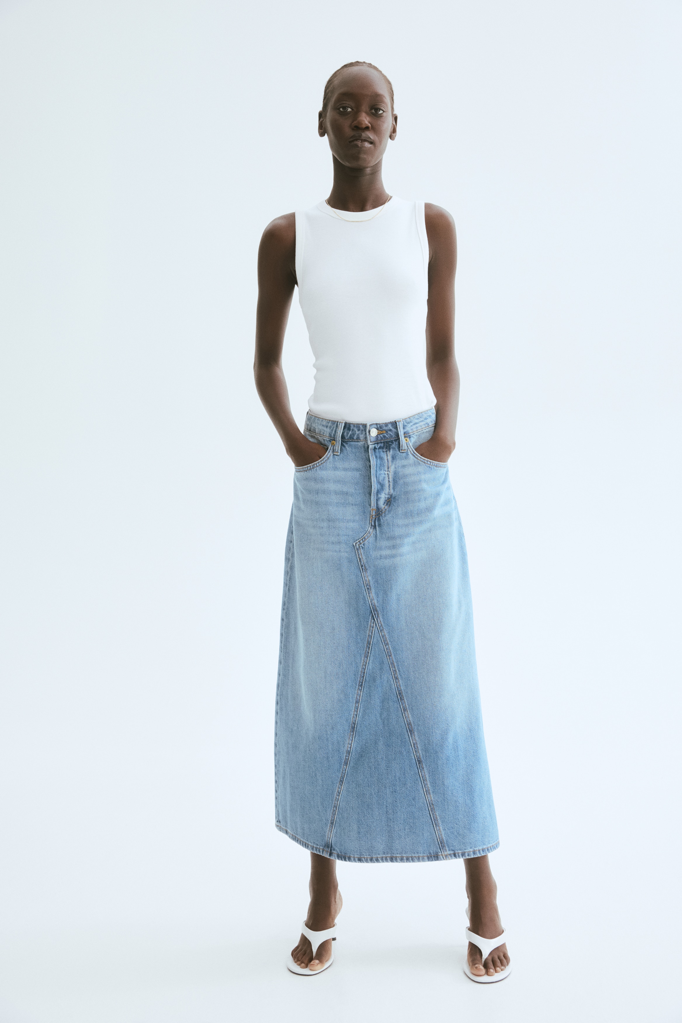 A-Line Denim Skirt - Denim blue - Ladies | H&M US