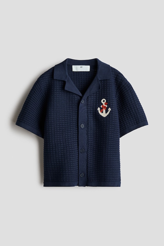 Детские рубашки H&M Textured-Knit Resort Shirt