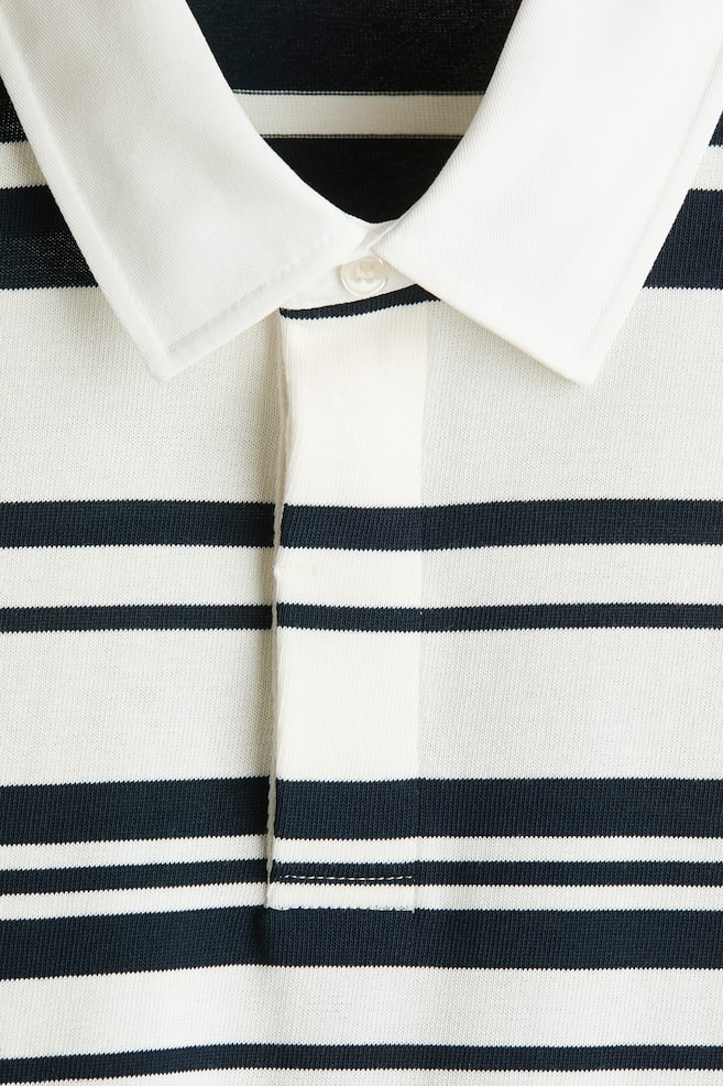 Loose-Fit Cotton Rugby Shirt - White/striped/Burgundy/striped - 5