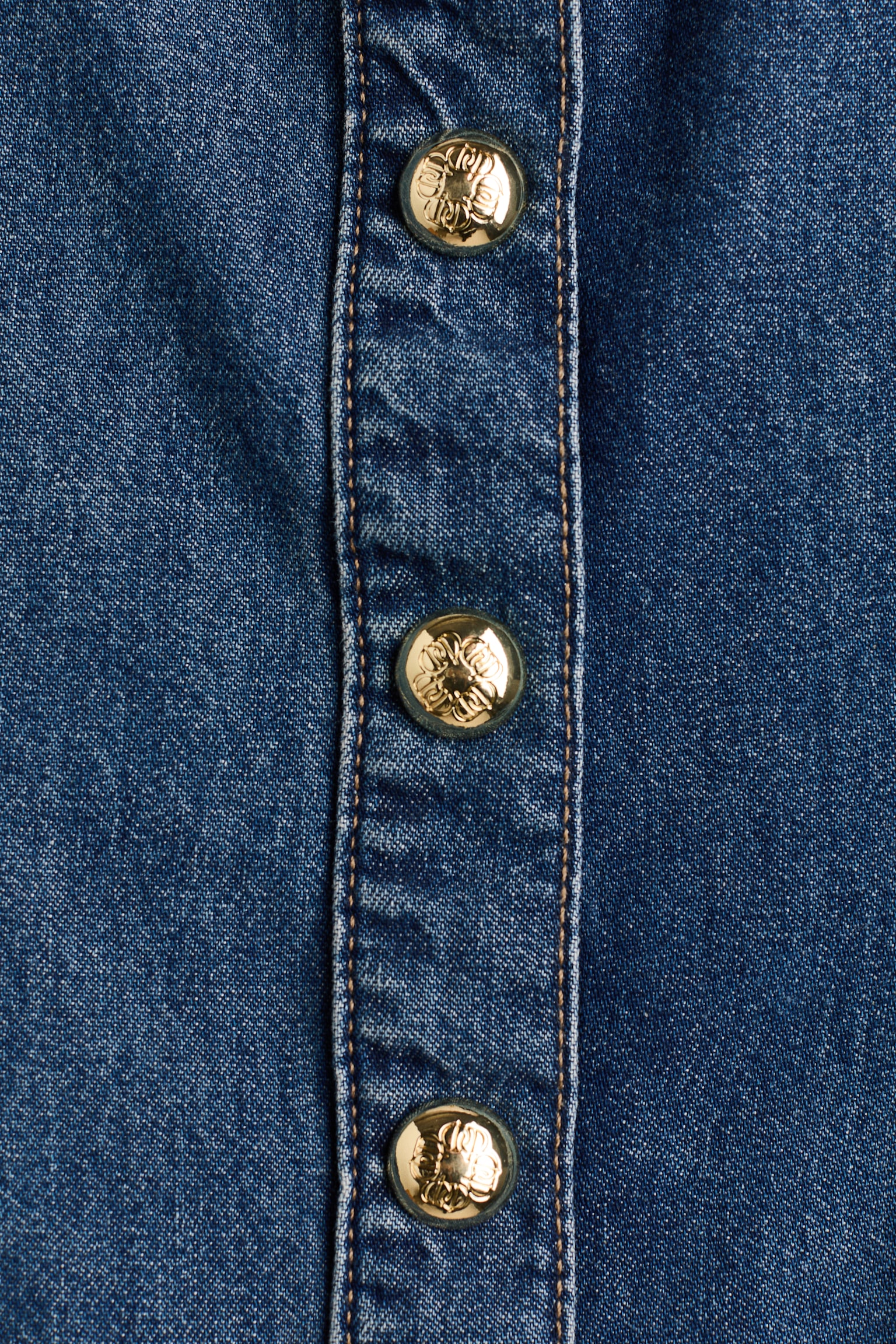 Flared-skirt denim dress - Denim blue - 4