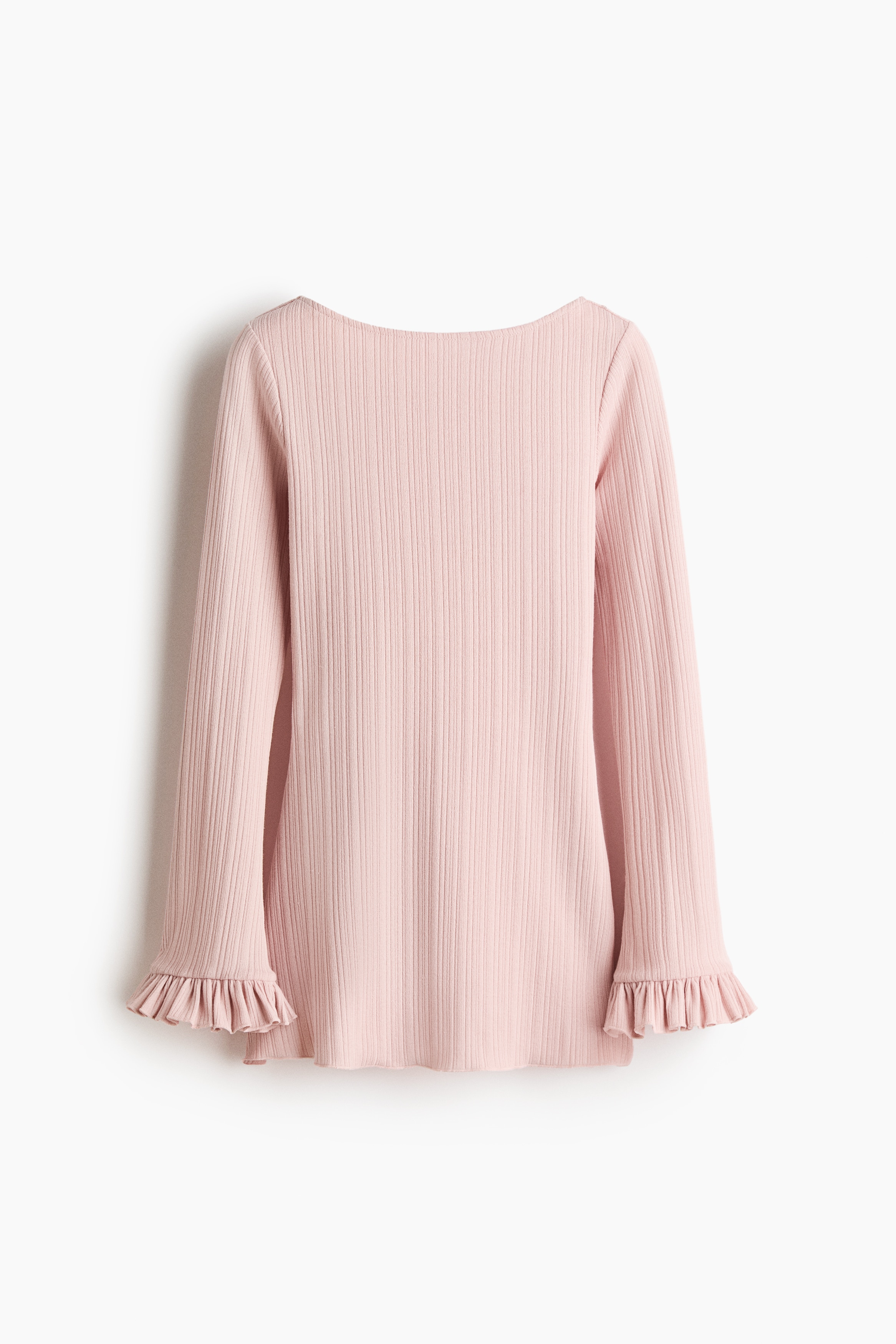 Haut long en tricot côtelé - Rose clair/Brun