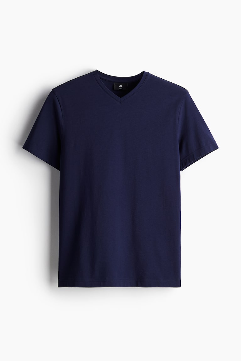 Slim Fit V-neck T-shirt - Navy blue - Men | H&M US