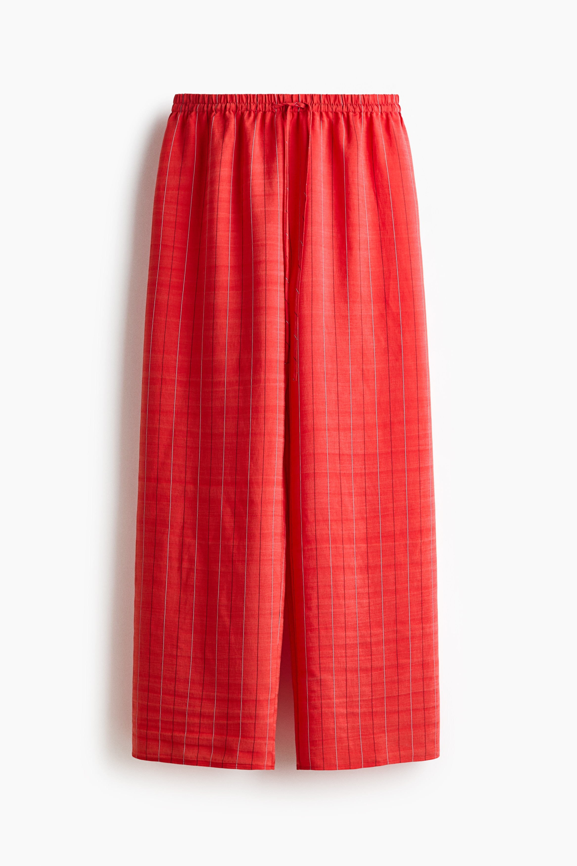 Pantalón amplio con cordón de ajuste - Rojo/Rayas