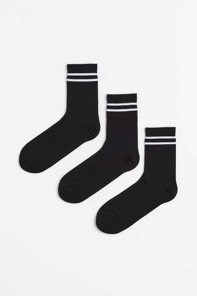 DryMove™ Sports socks - Black/Striped/White/Striped/Dark green/Dark blue/White/Red/Striped - 1