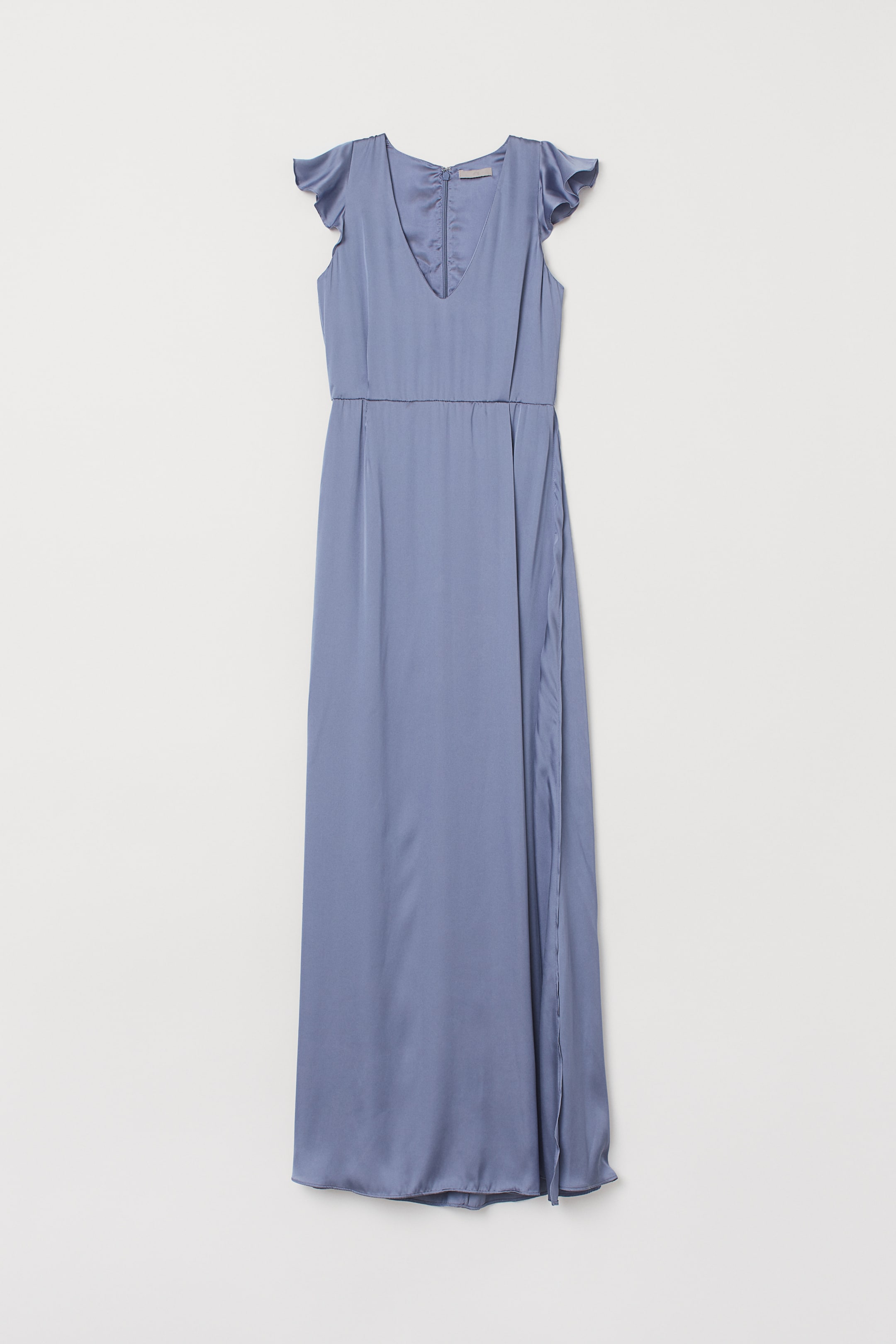 Long V-neck dress - V-neck - Short sleeve - Pigeon blue - Ladies | H&M GB