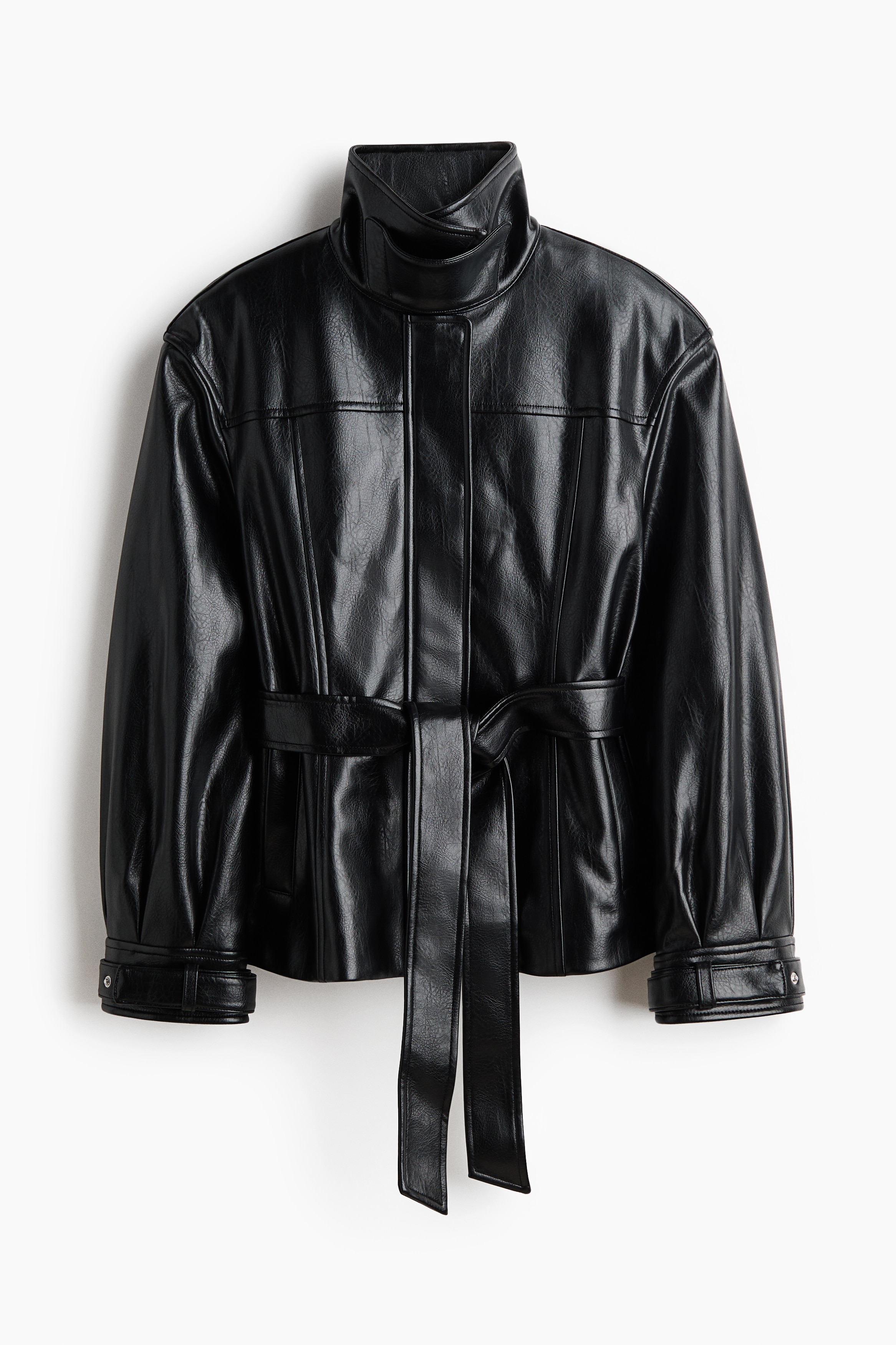 Coated stand-collar jacket - Black