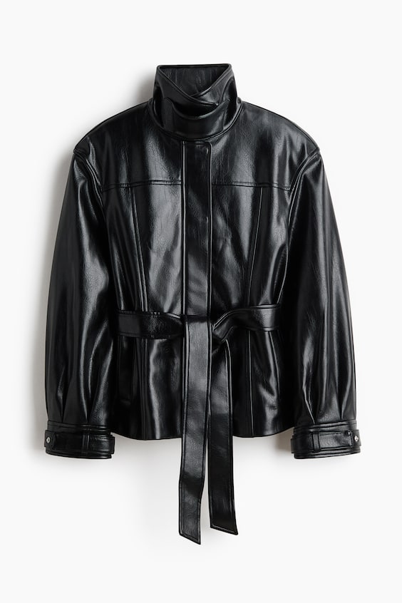 Женские куртки H&M Coated Jacket with Stand-Up Collar
