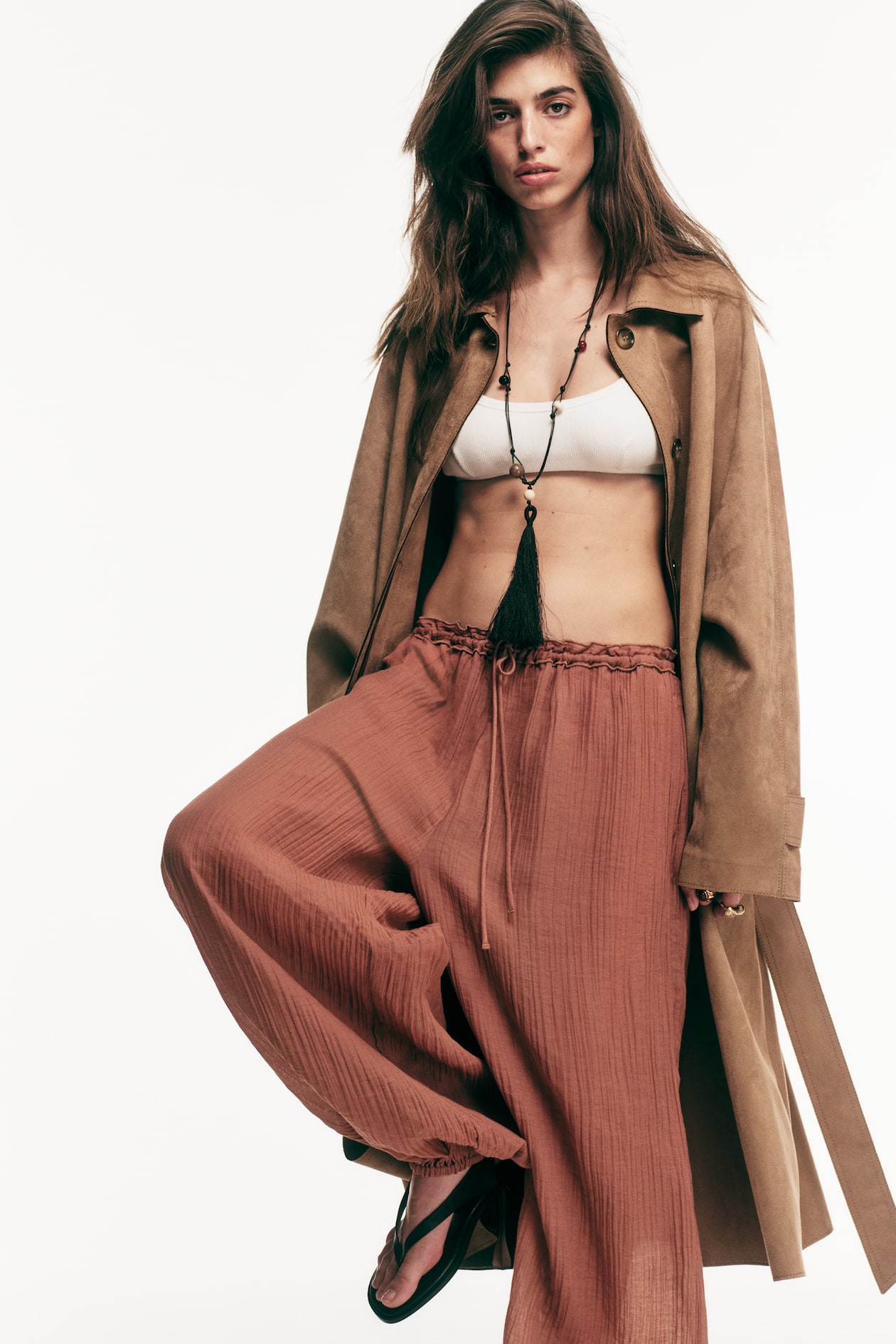 Balloon-Leg Pants with Drawstring - image 3