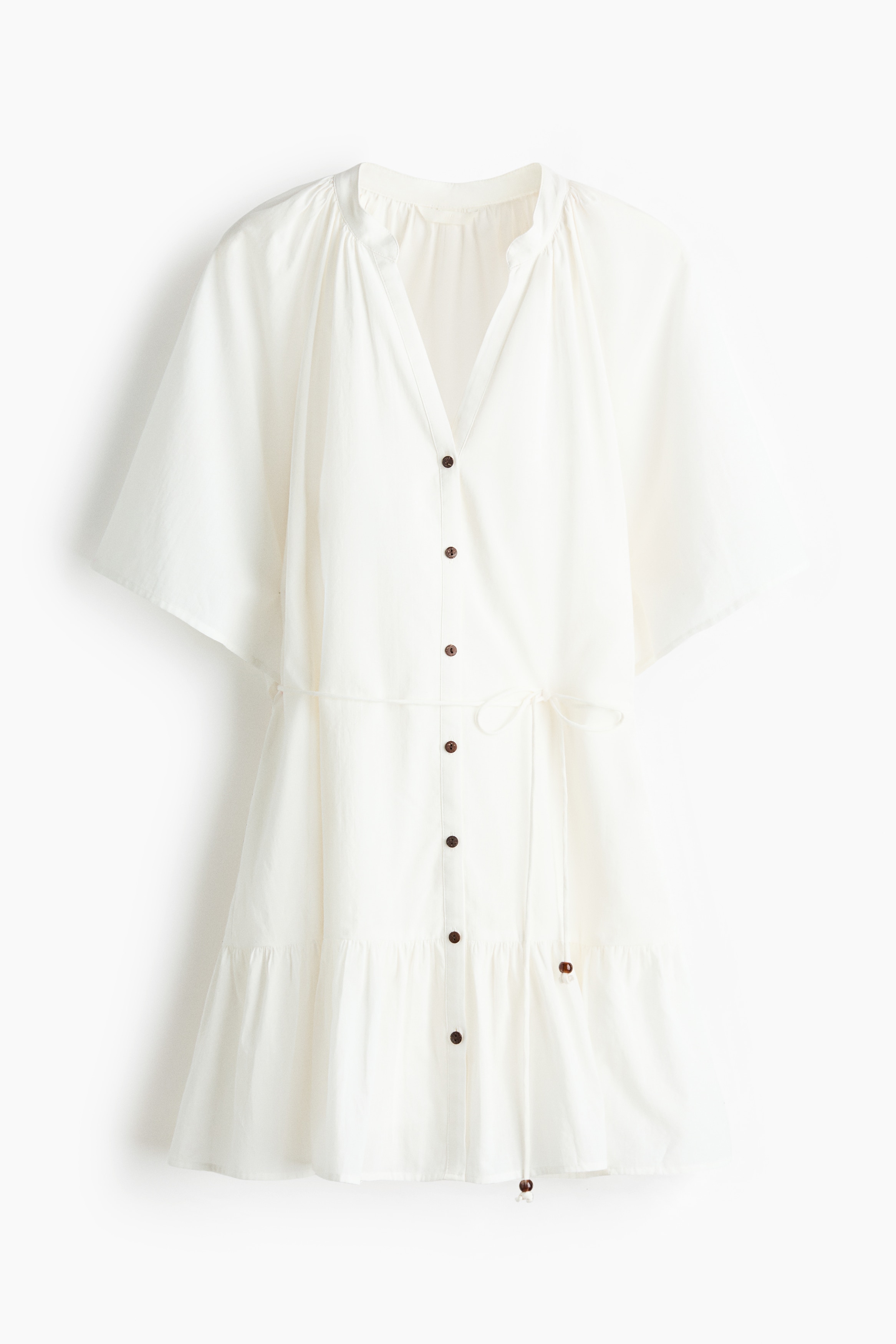 Tie-Belt Shirt Dress - Cream/Light blue/floral/Blue/paisley