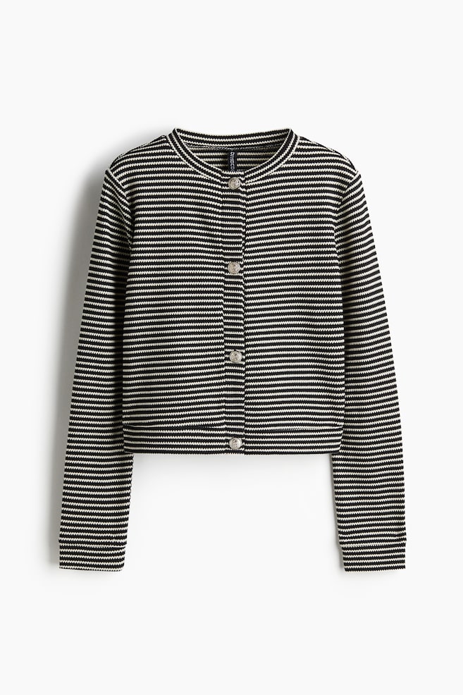 Cardigan aus Strukturjersey - Schwarz/Gestreift - 1