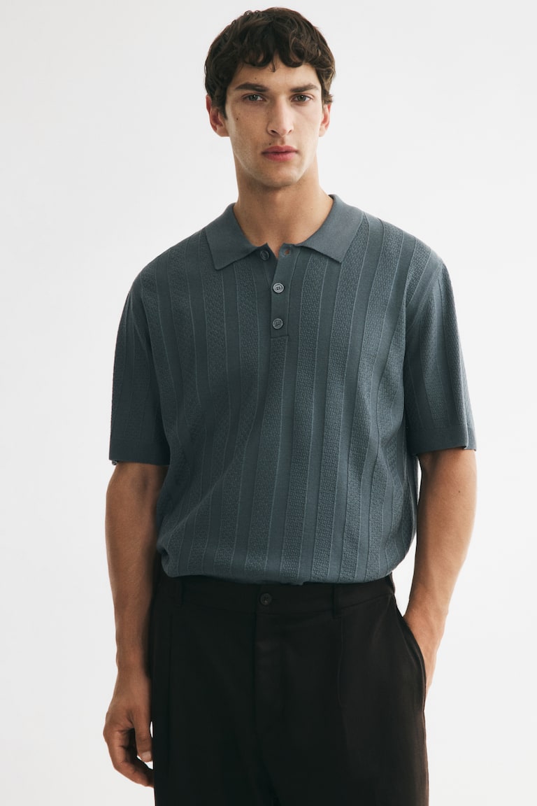Polo majica od reljefnog pletiva Regular Fit