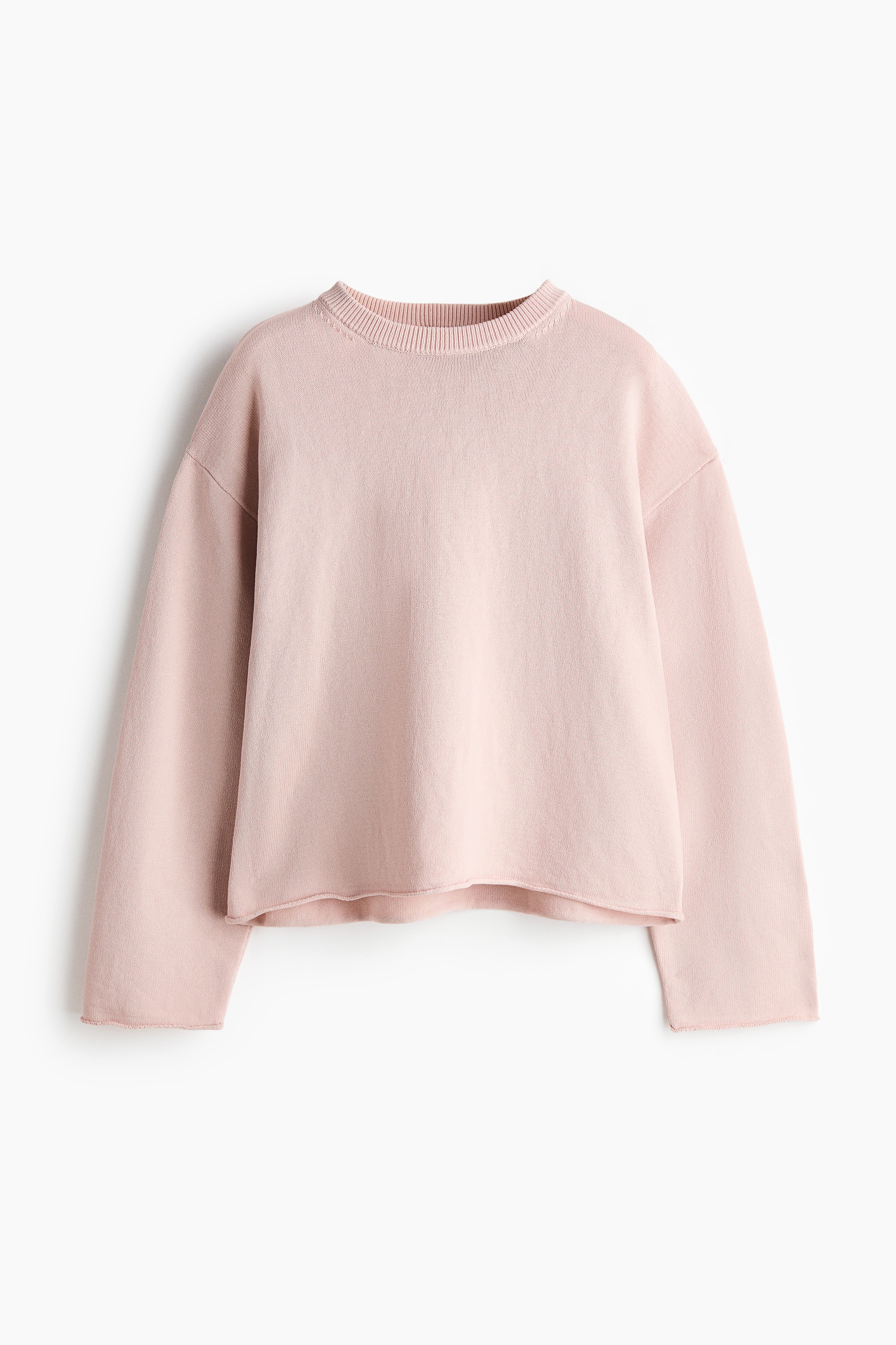 Pullover mit Rollkanten - Helles Mattrosa/Braun