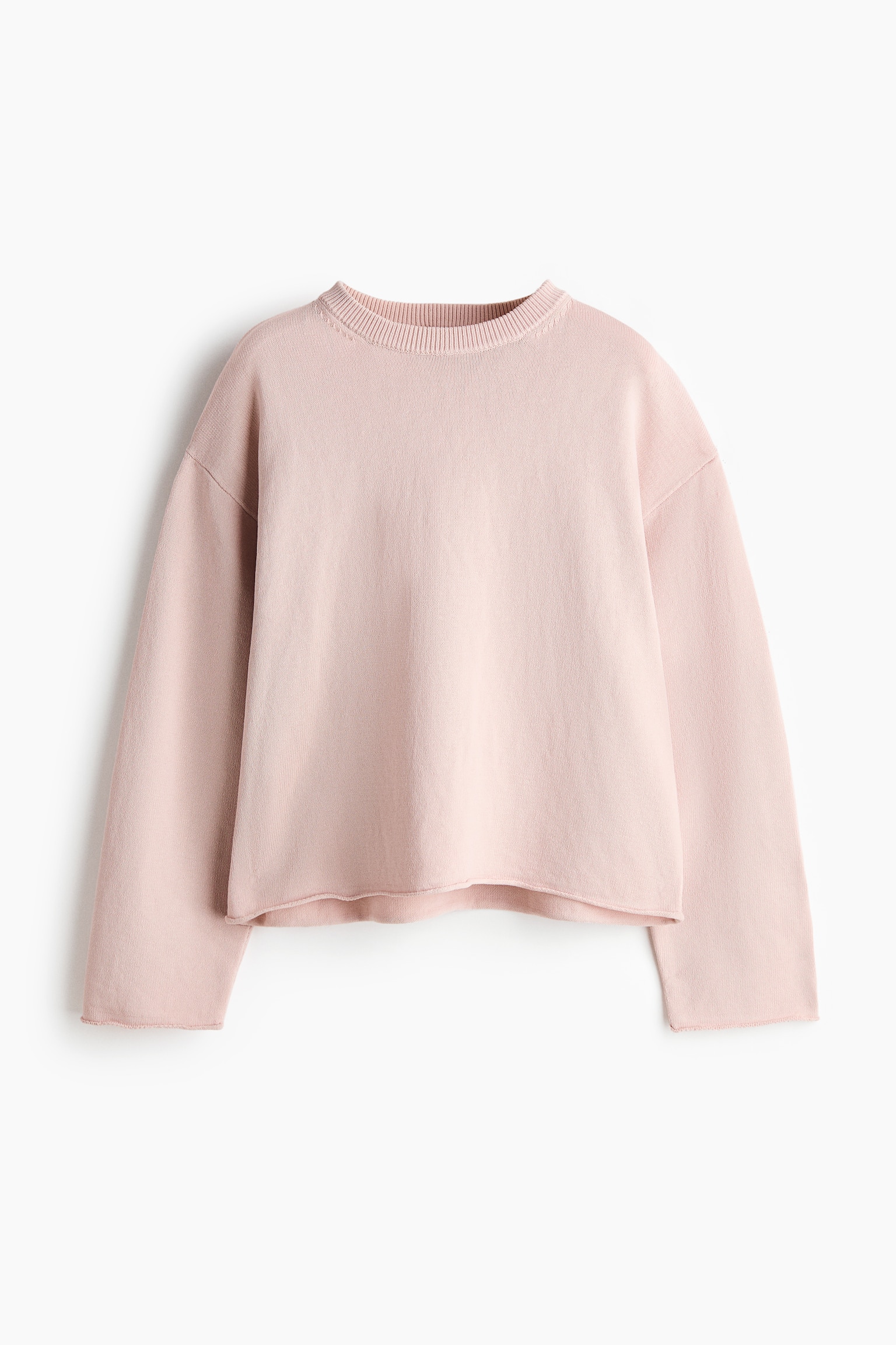Roll-edge jumper - Light dusty pink/Brown
