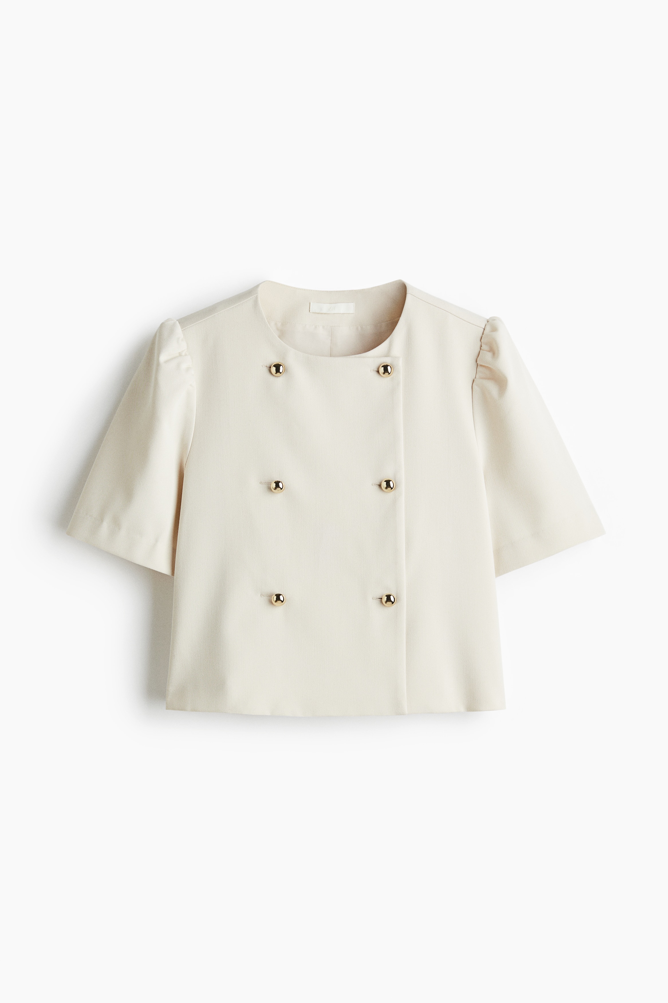 Puff-sleeved twill jacket - Cream