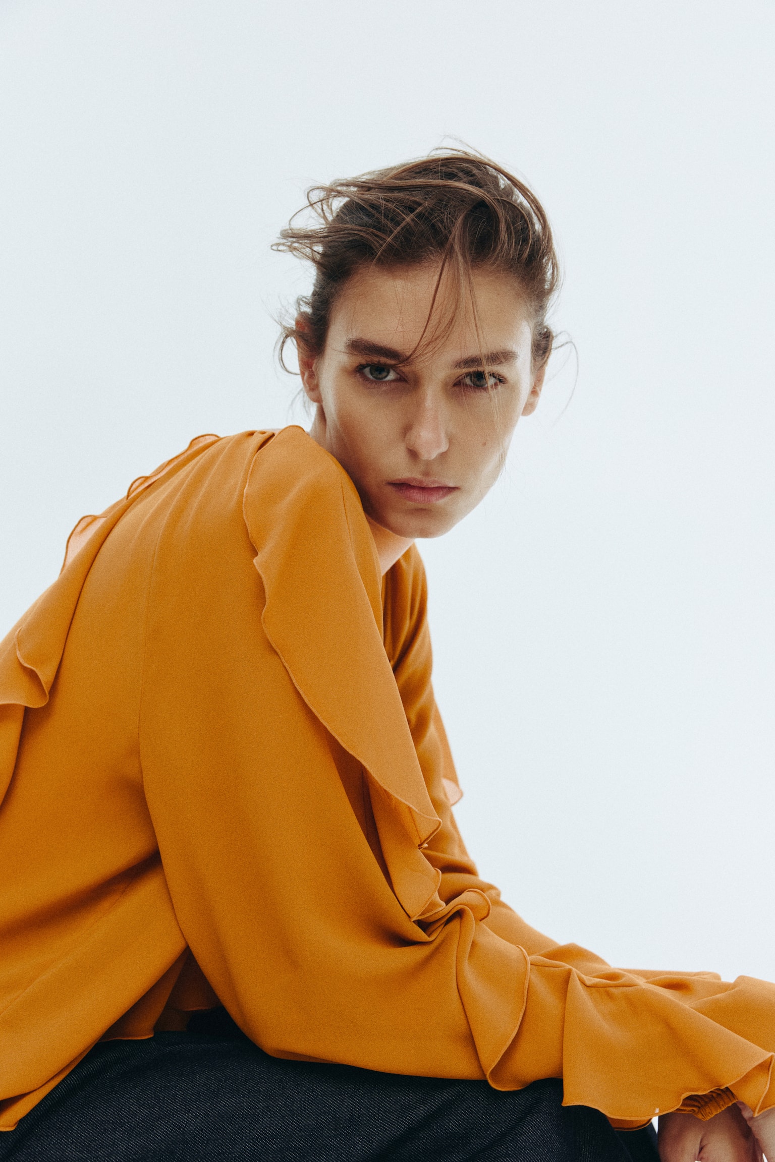 荷葉邊女衫 - 深黃色 - 3