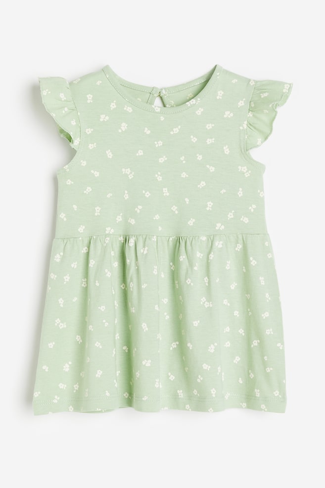 Flounce-trimmed jersey dress - Light green/Floral/Dark blue/Floral/Natural white/Striped/Yellow/Floral/dc/dc/dc/dc/dc/dc/dc/dc/dc/dc - 1