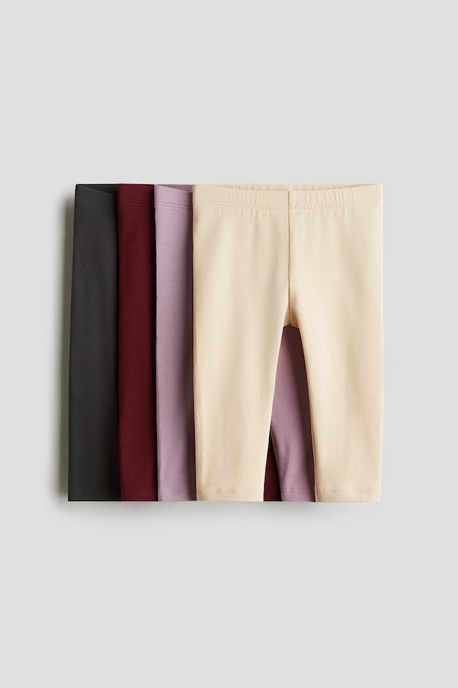 4-pack cotton jersey leggings - Purple/Dark red/Light beige/Dark grey/Light purple/Hearts/Pink/Light pink/Beige/Giraffes/Navy blue/Red/Pink/Cherries - 1